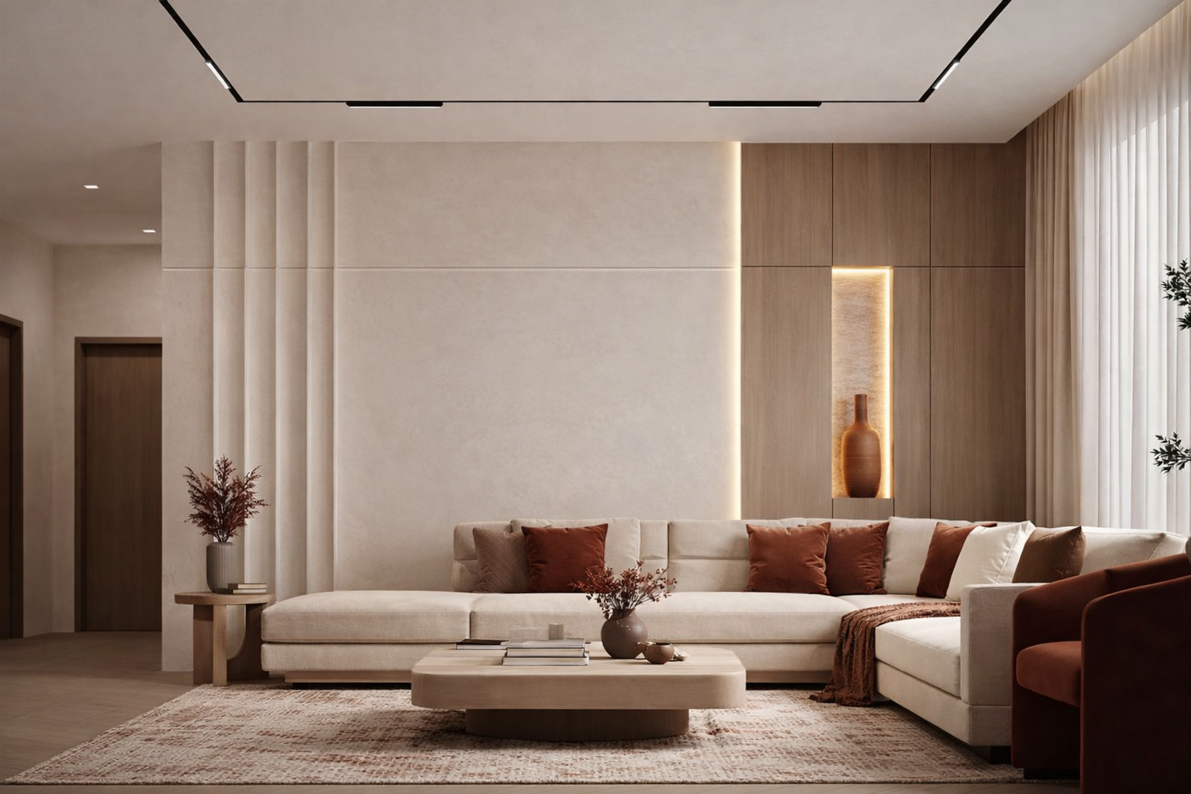 Modern Single Layer False Ceiling Design with Magnetic Track Lighting