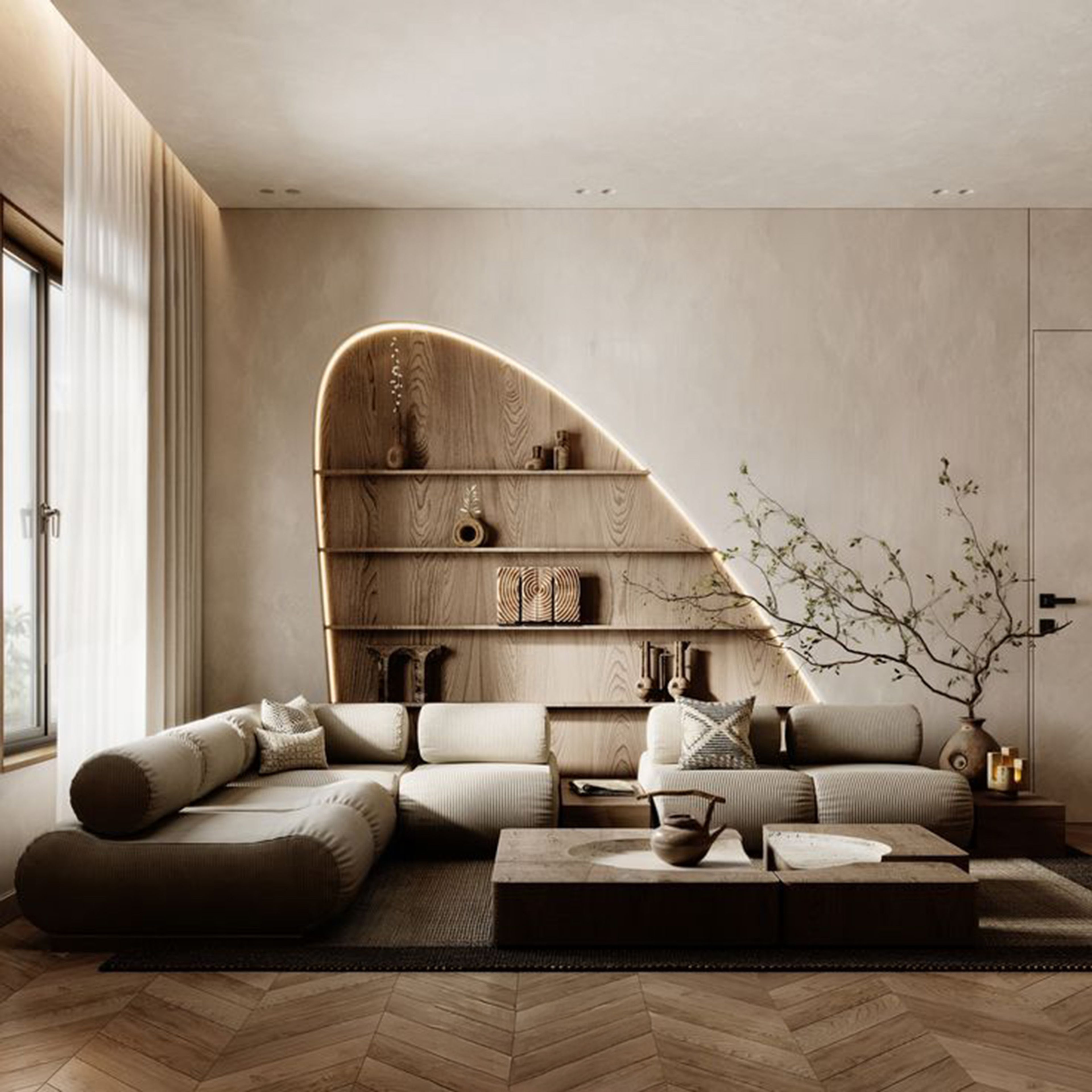 Modern Single Layer False Ceiling Design with Clay Paint Texture Finish