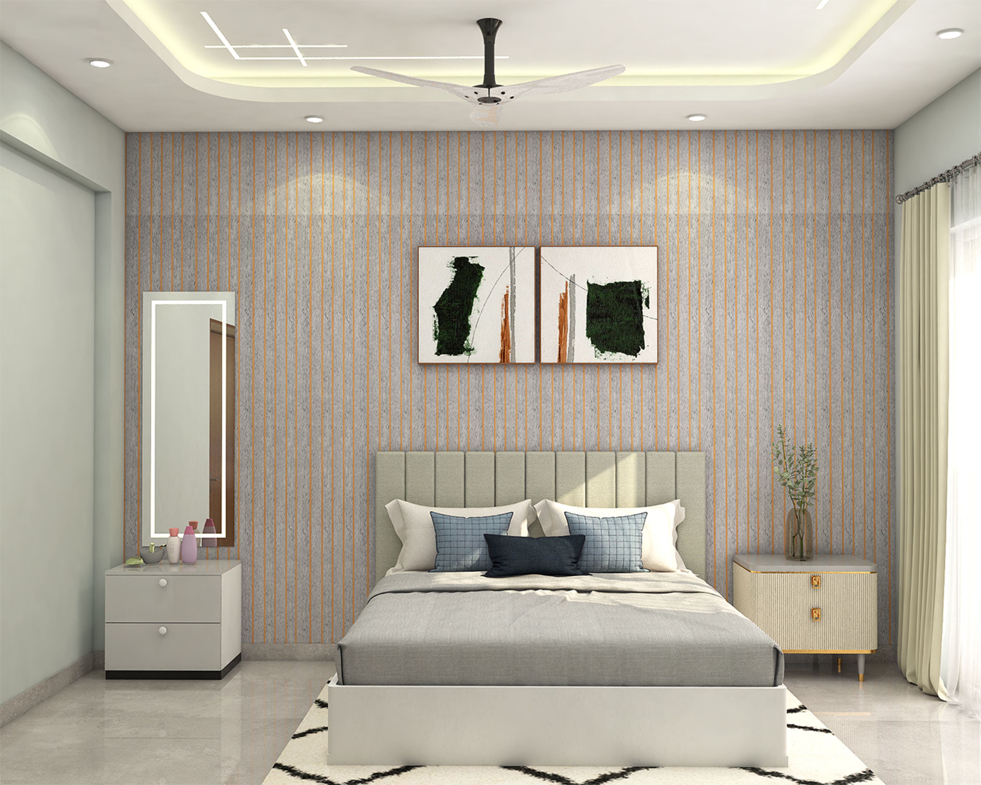 Modern Single Layer Gypsum False Ceiling Design with Paint Finish