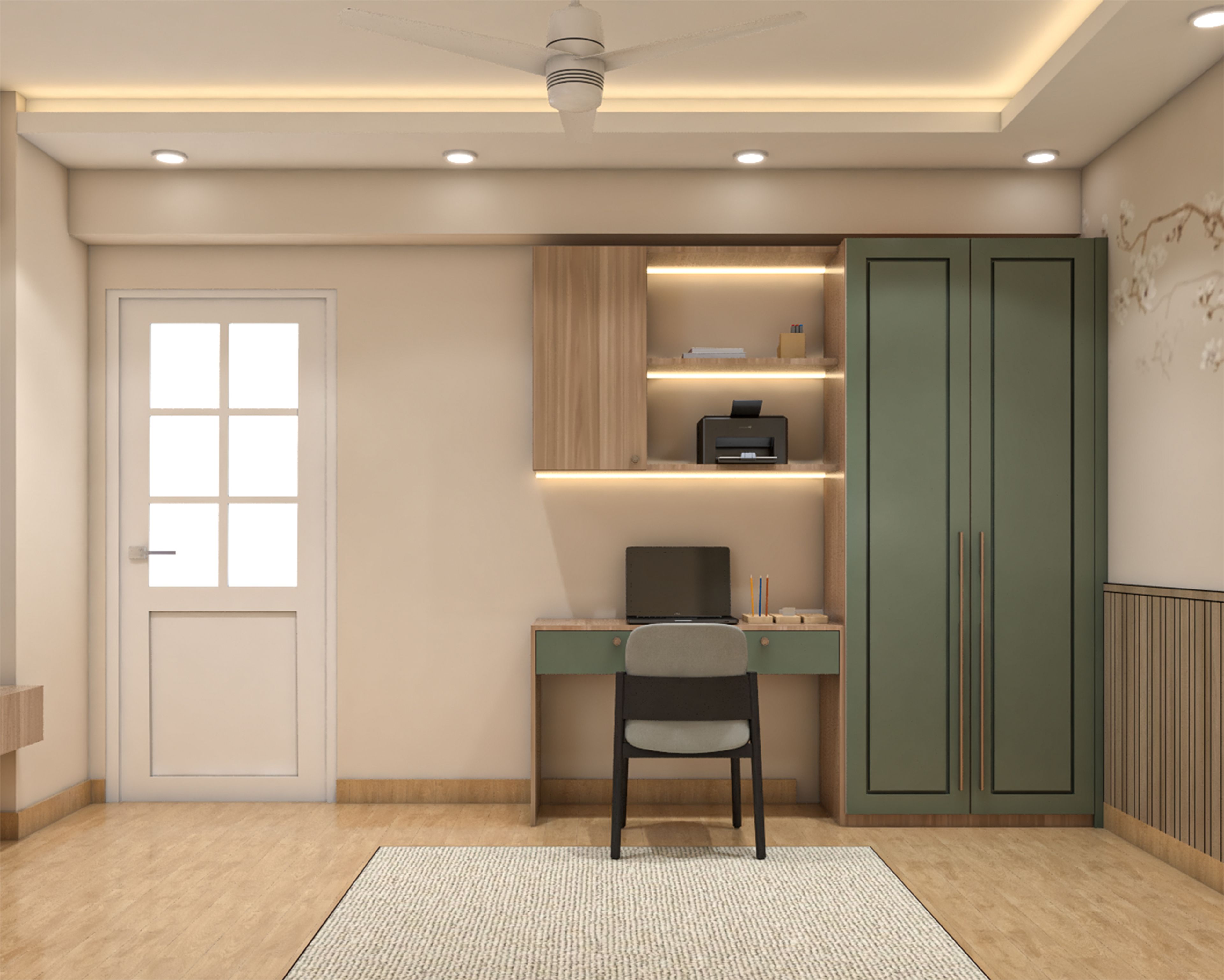 Contemporary Single Layer False Ceiling Design with Gypsum Panels and Paint Finish