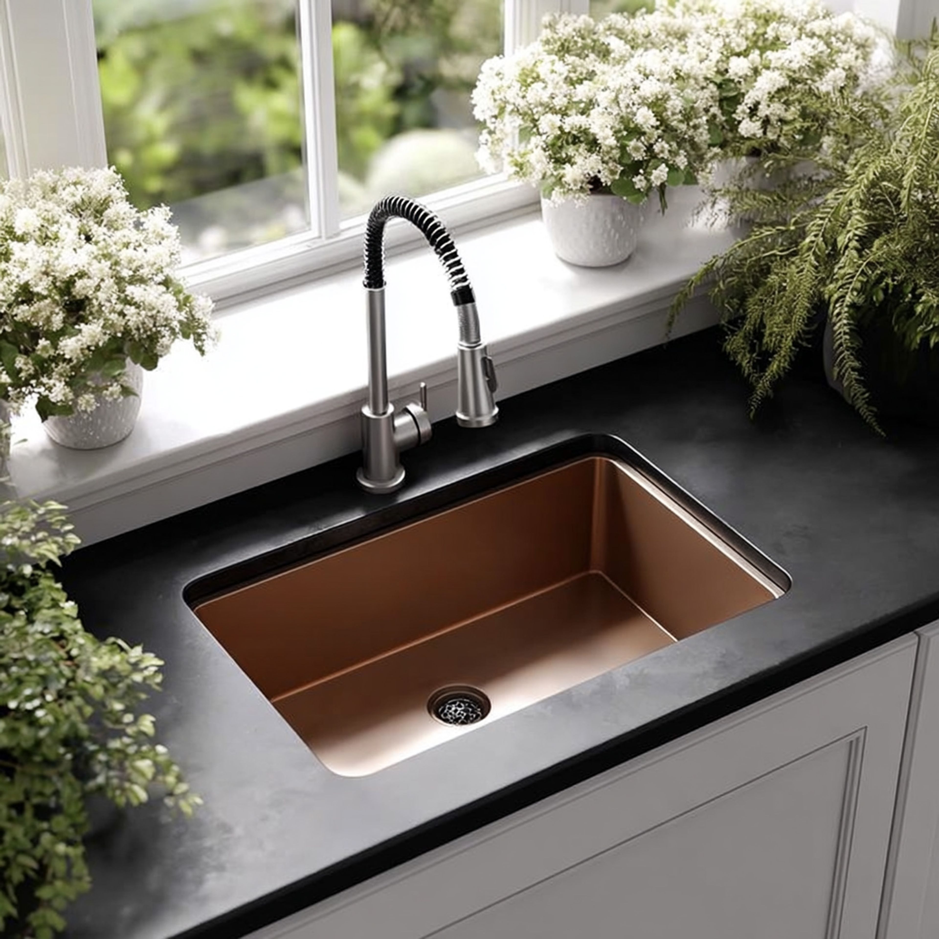 Copper Single Bowl Undermount Kitchen Sink Design with Artisan Finish