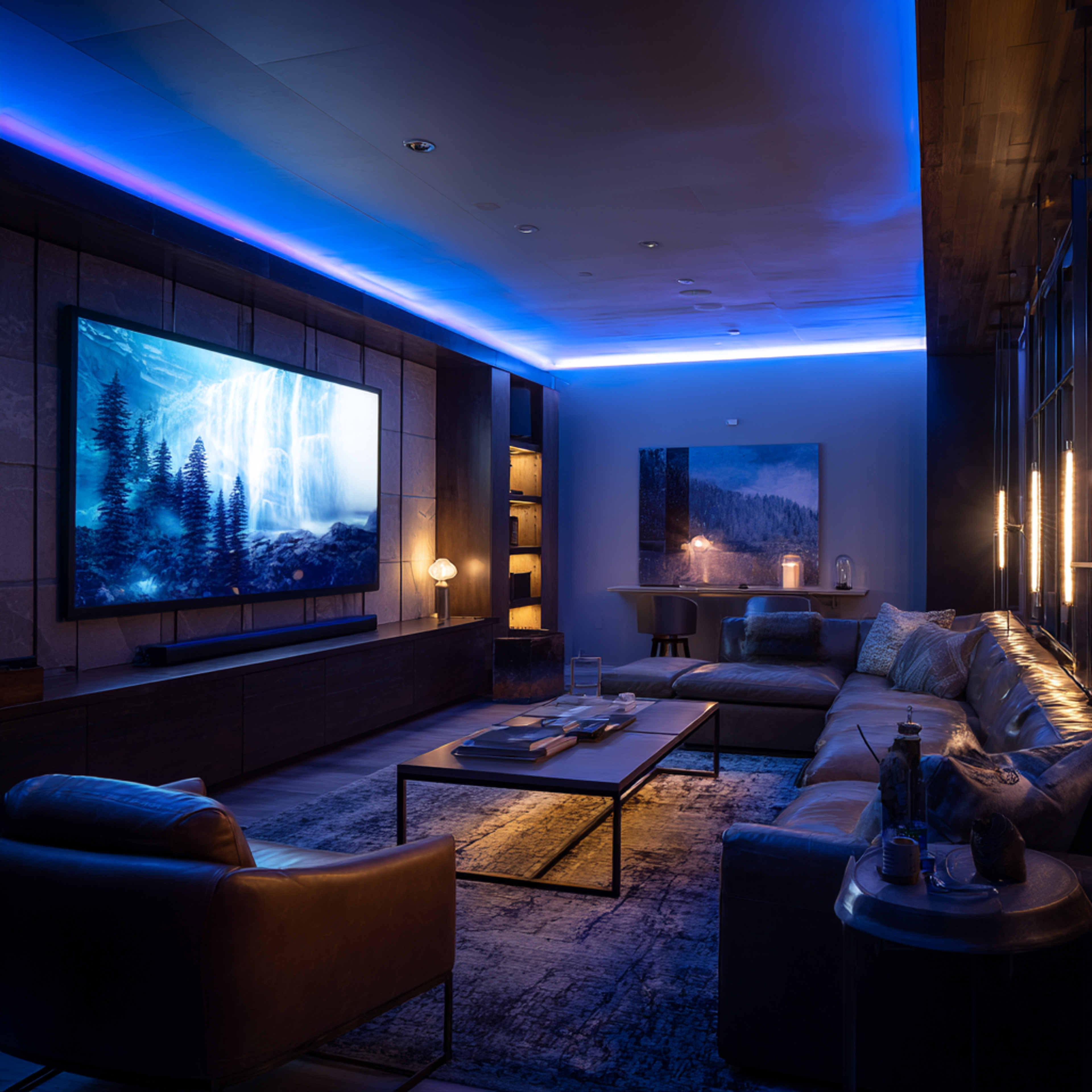 Contemporary Living Room Design with L Shaped Leather Sofa and Accent Chair