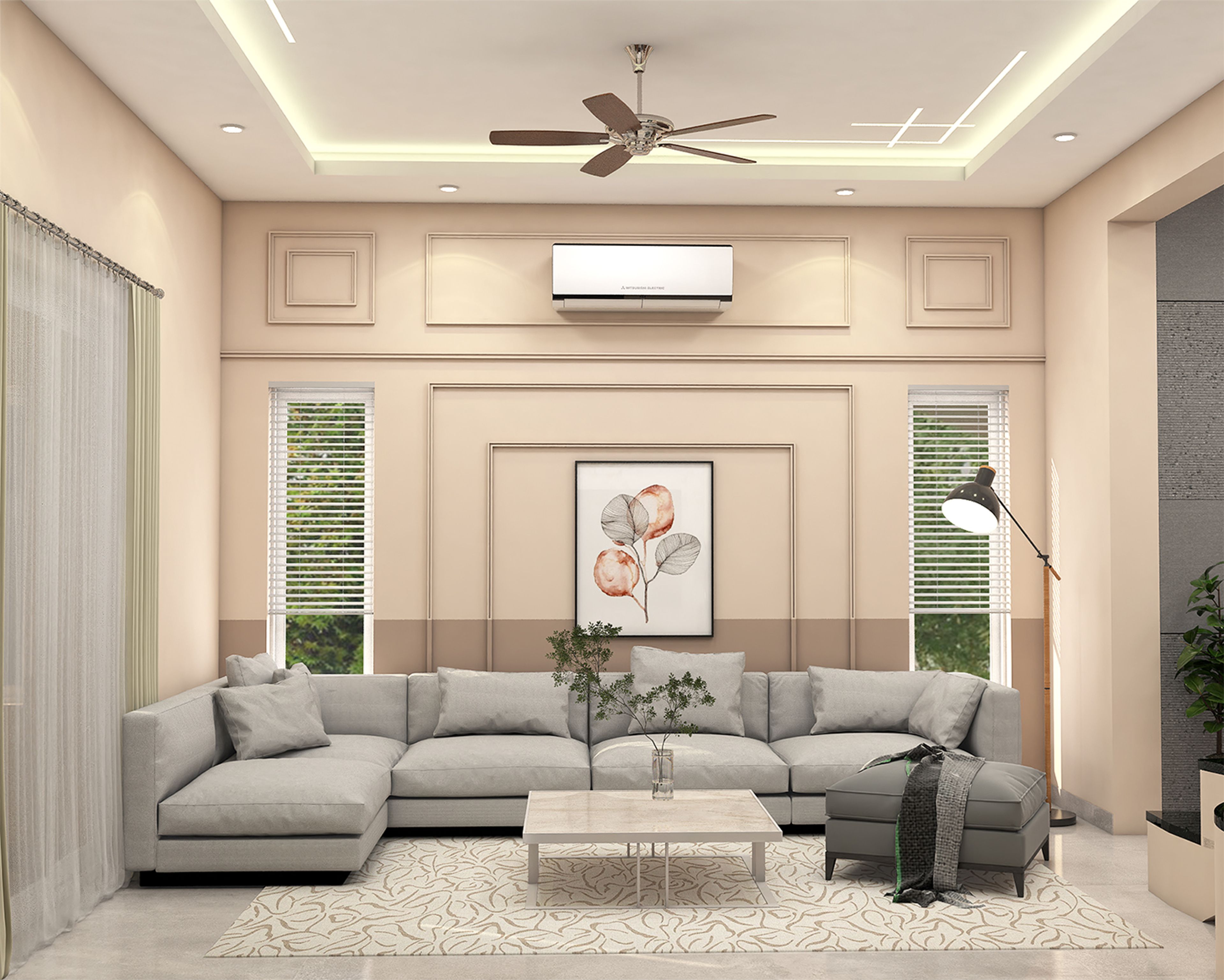 Classic Decorative Wall Moulding Design with Two Tone Paint Finish