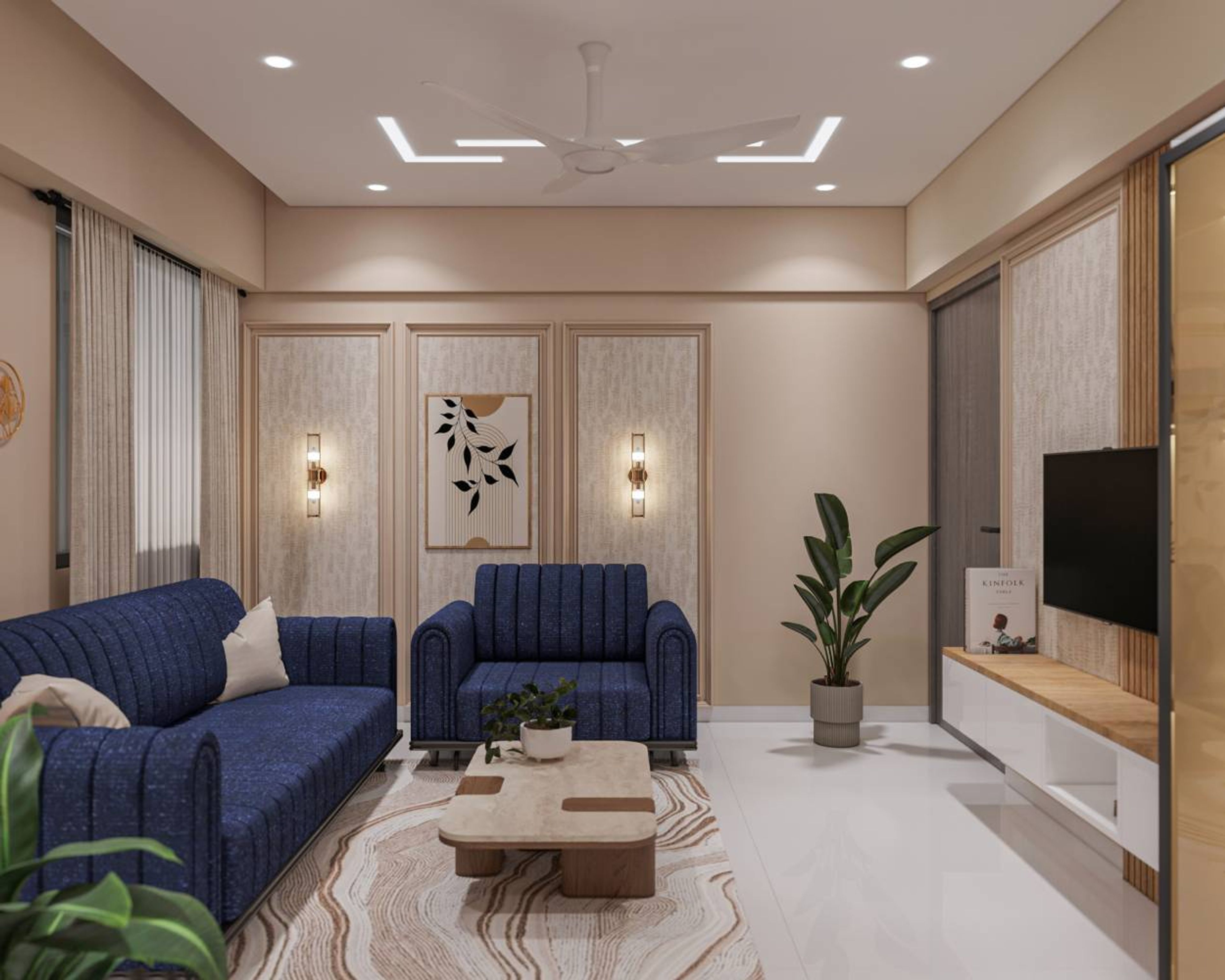 Contemporary Living Room Design with L-Shaped Sofa and Accent Armchair