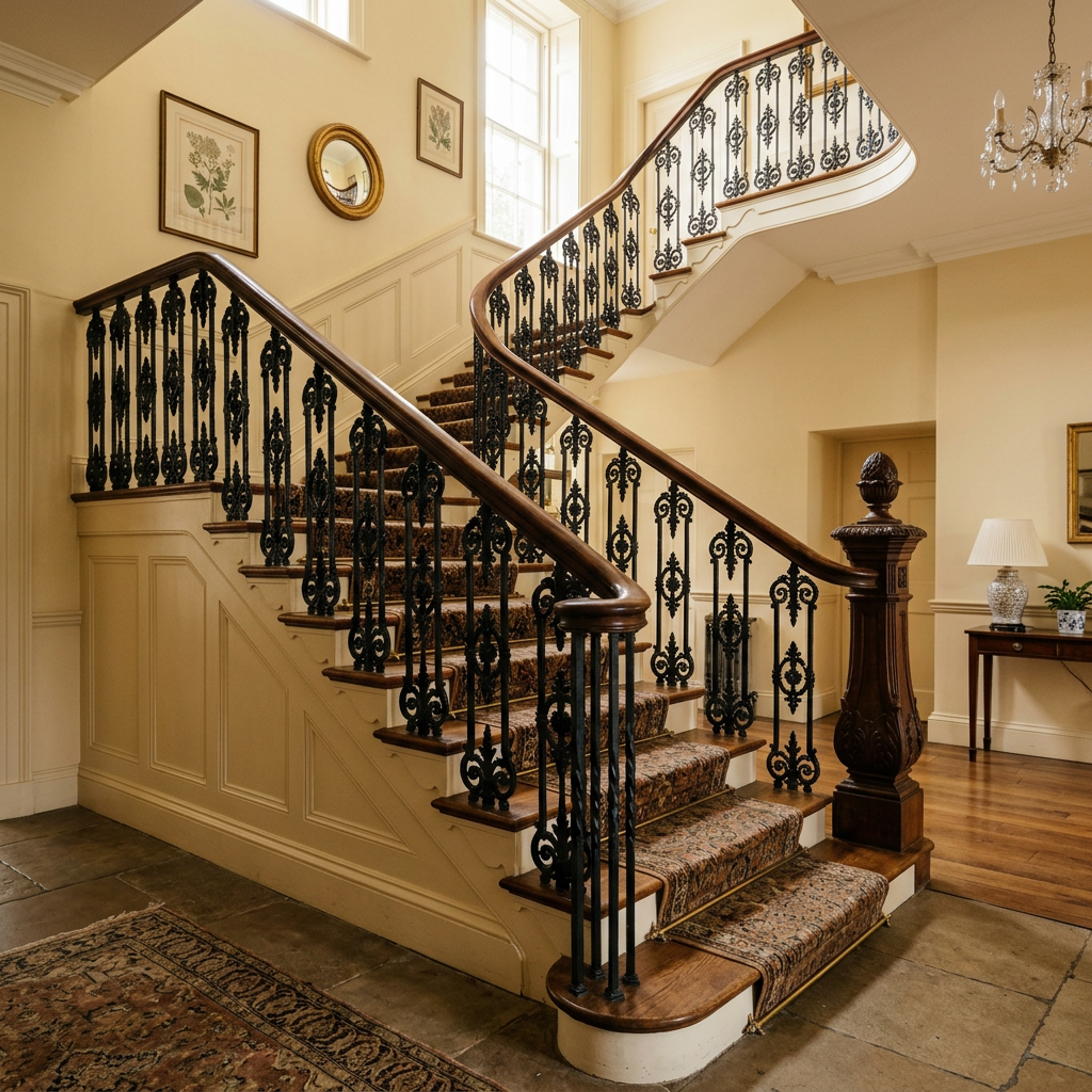 Contemporary Wooden Staircase Design with L-Shaped Layout