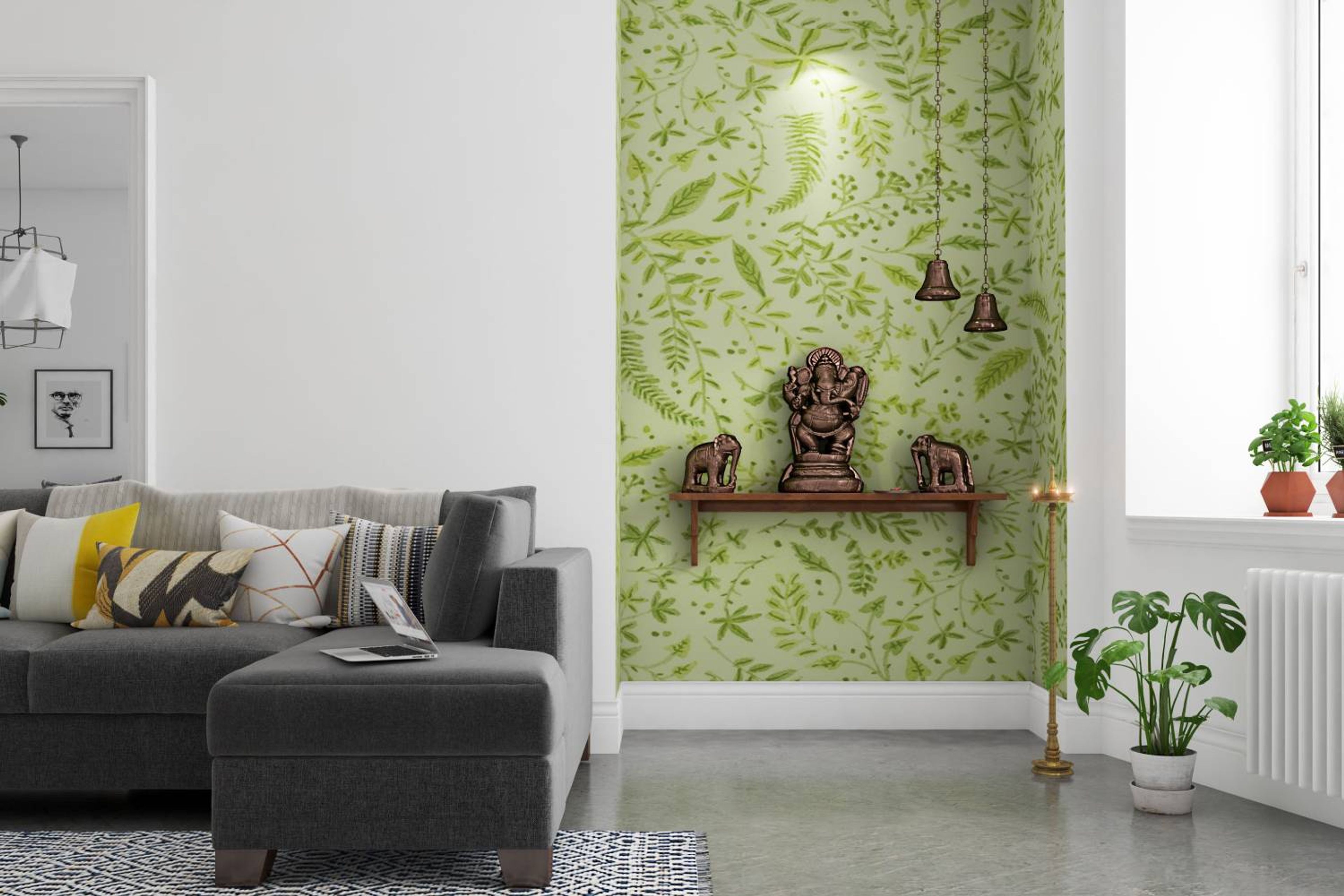 Modern Tropical Leaf Wallpaper Design with Green Botanical Leaf Pattern