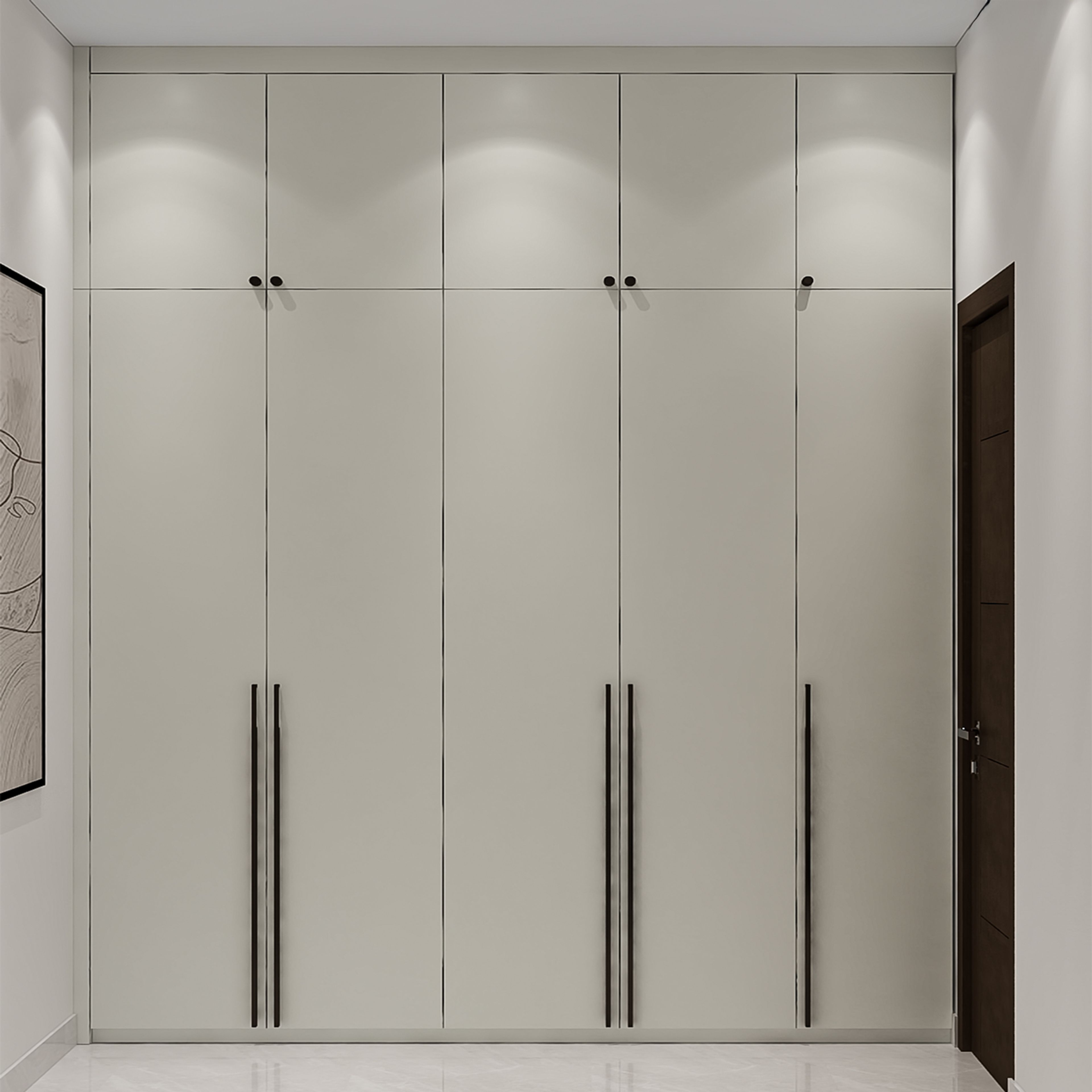5-Door Modern Swing Wardrobe Design in White Matte Finish
