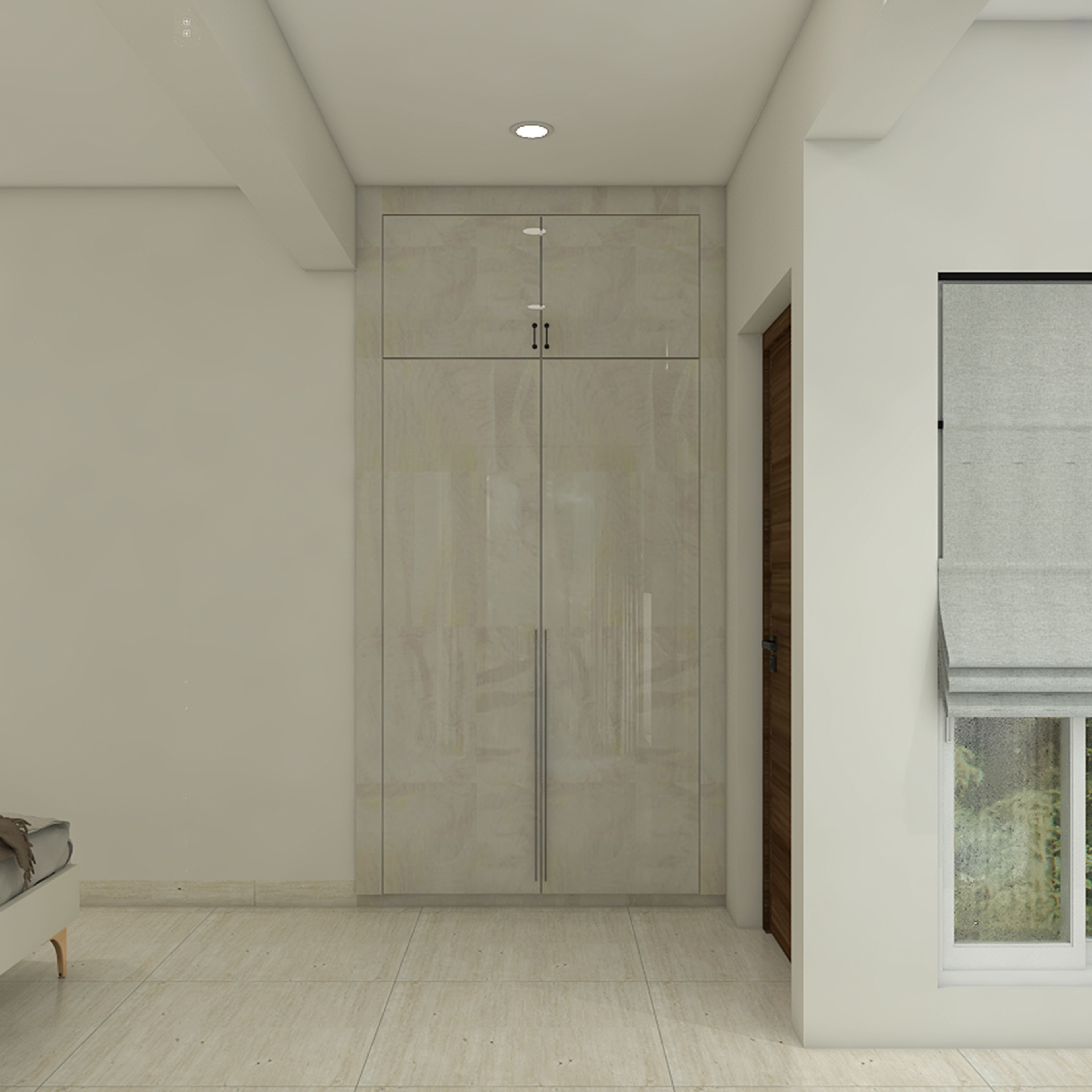 Modern Two Door Swing Wardrobe Design with Gloss Finish Storage