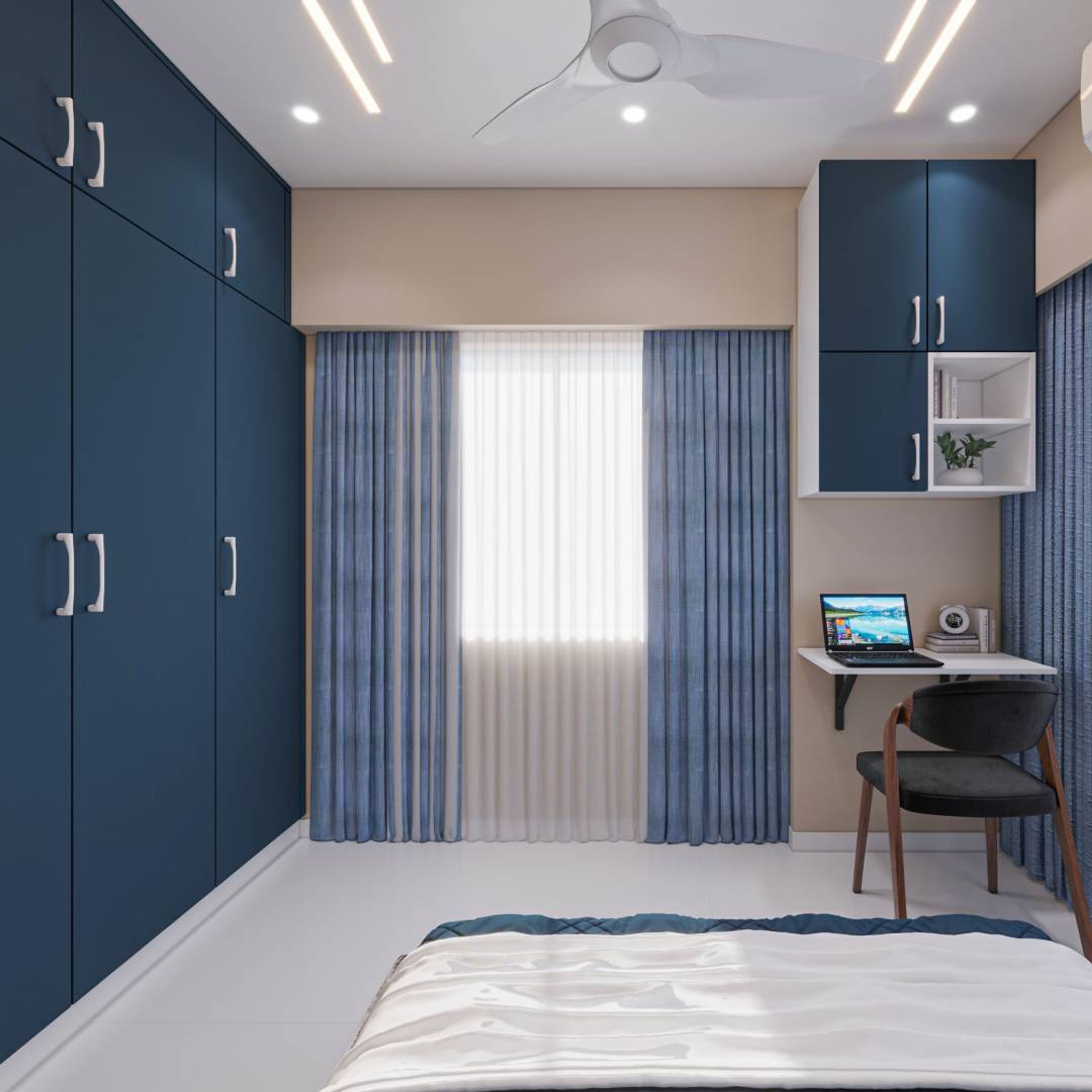 Contemporary 3-Door Swing Door Wardrobe Design in Matte finish