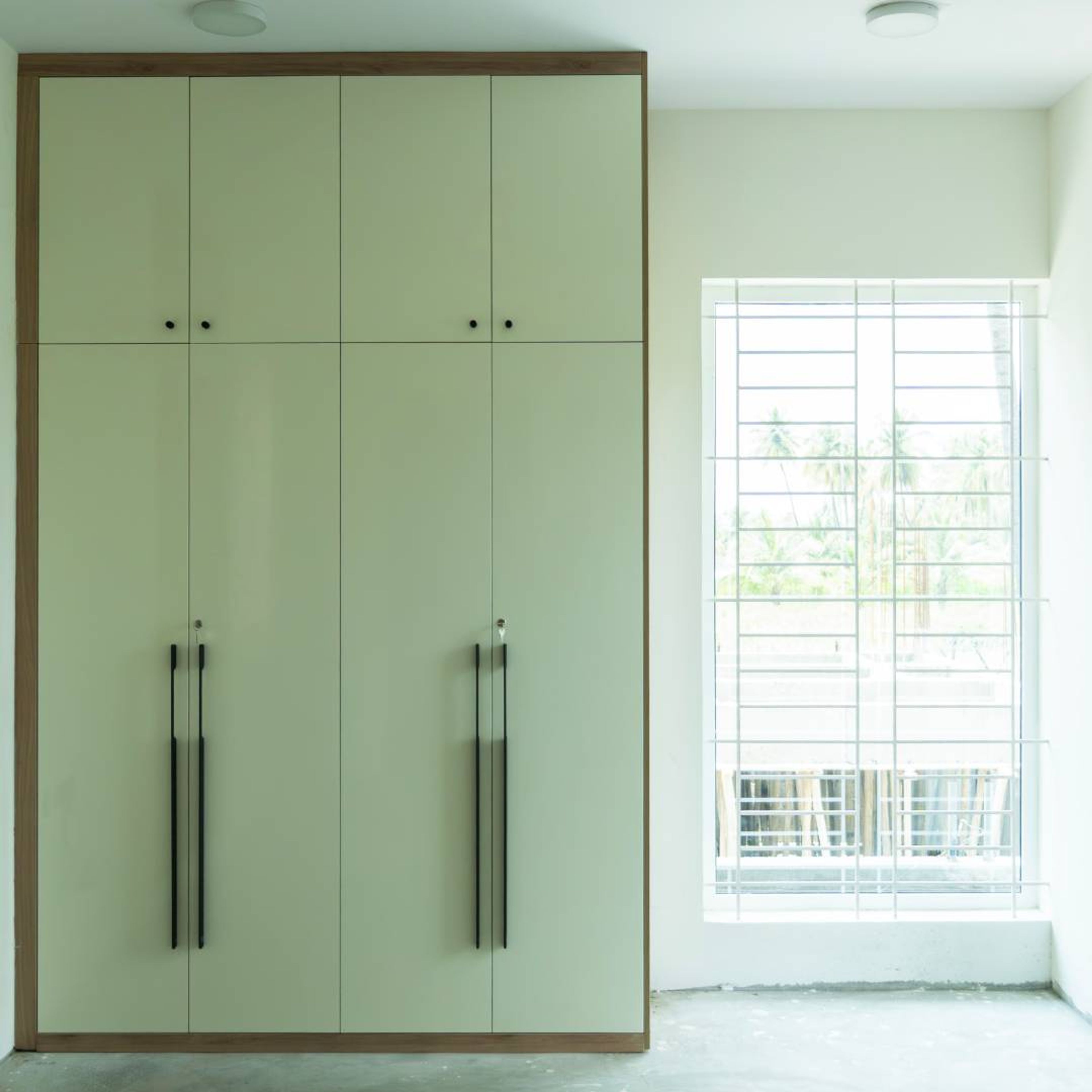 Pista Green 4-Door Contemporary Swing Wardrobe Design in Suede Finish