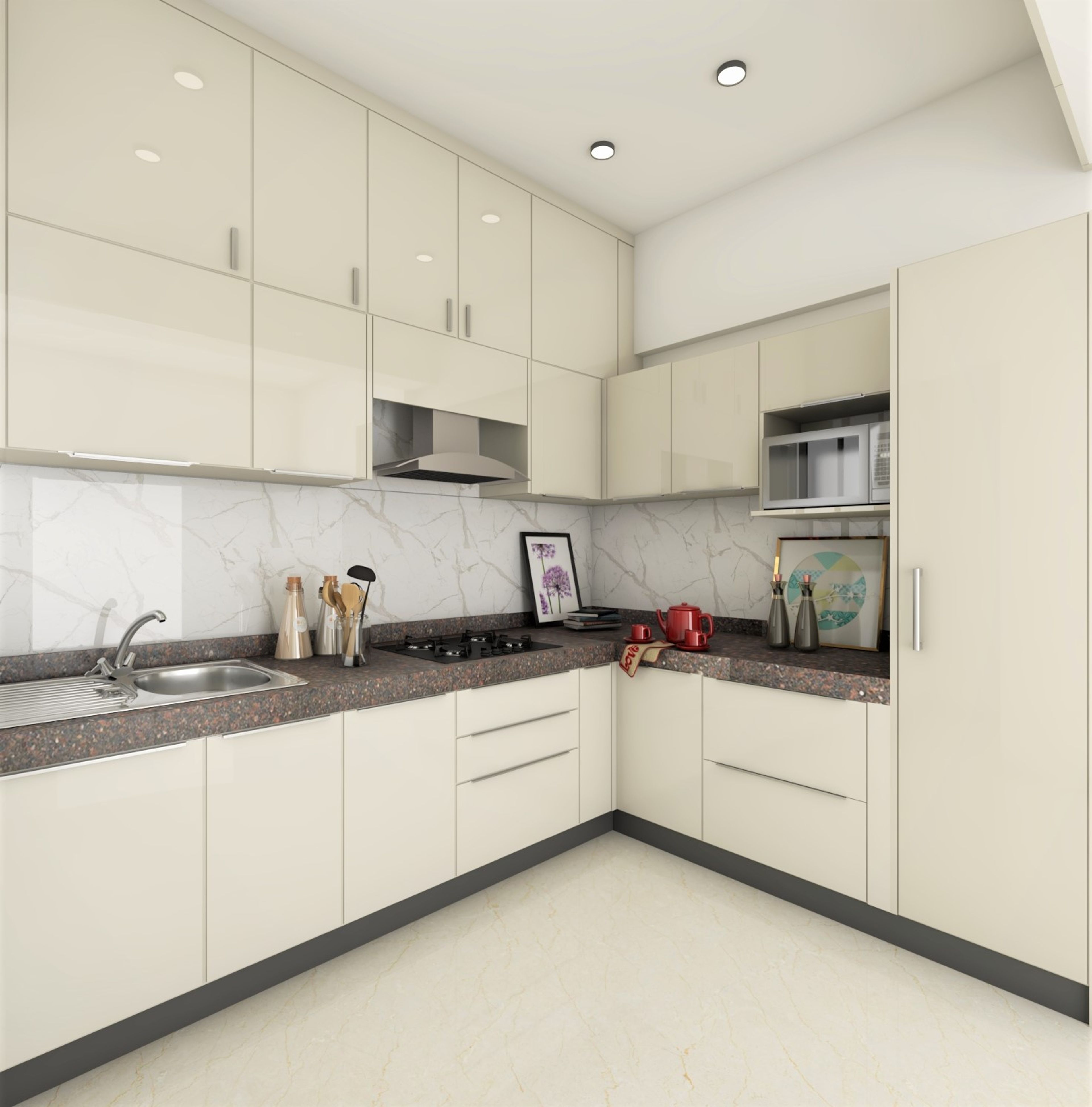 Modern Compact Kitchen with Ample Overhead Storage