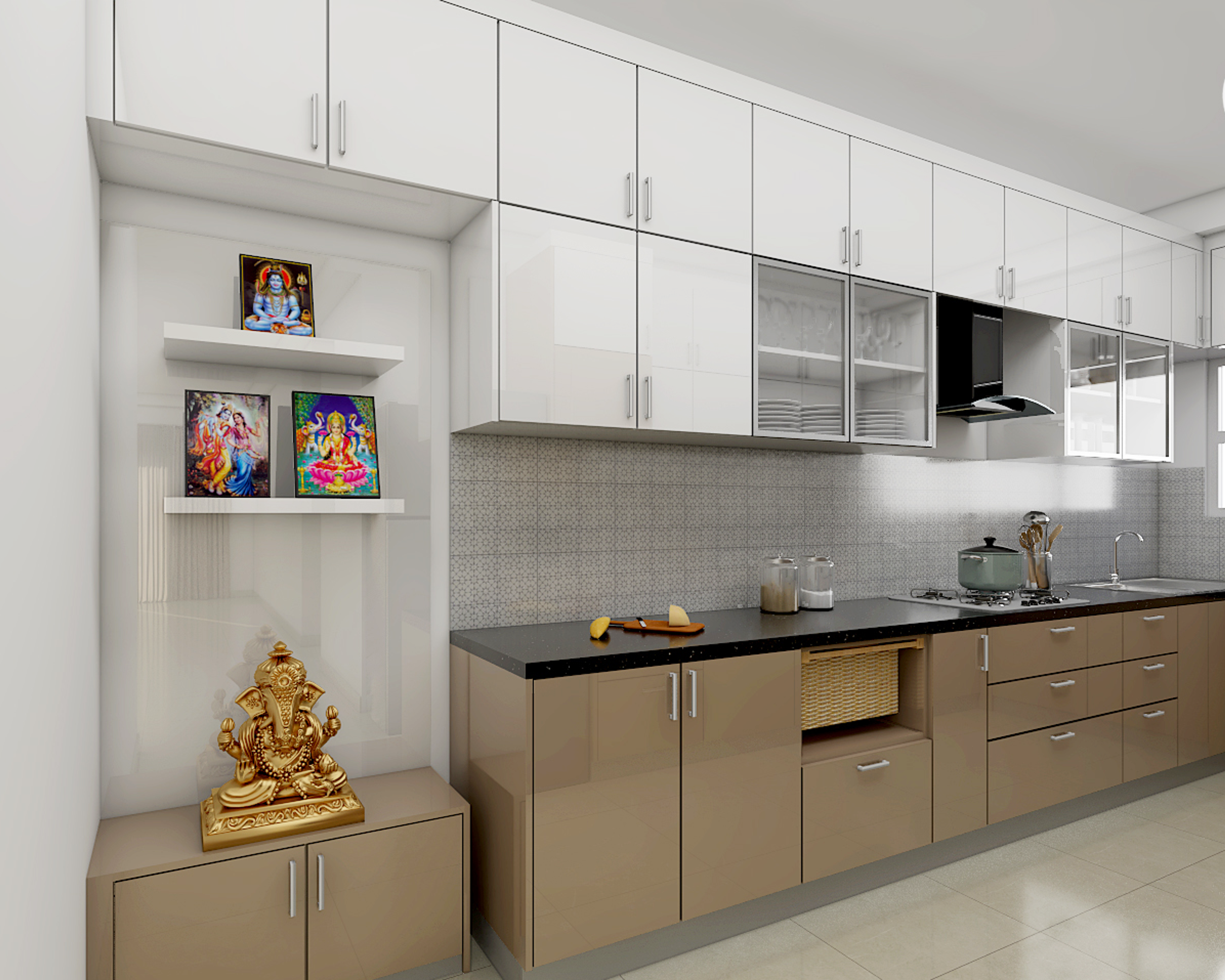 Spacious U-Shaped Kitchen Design - Livspace