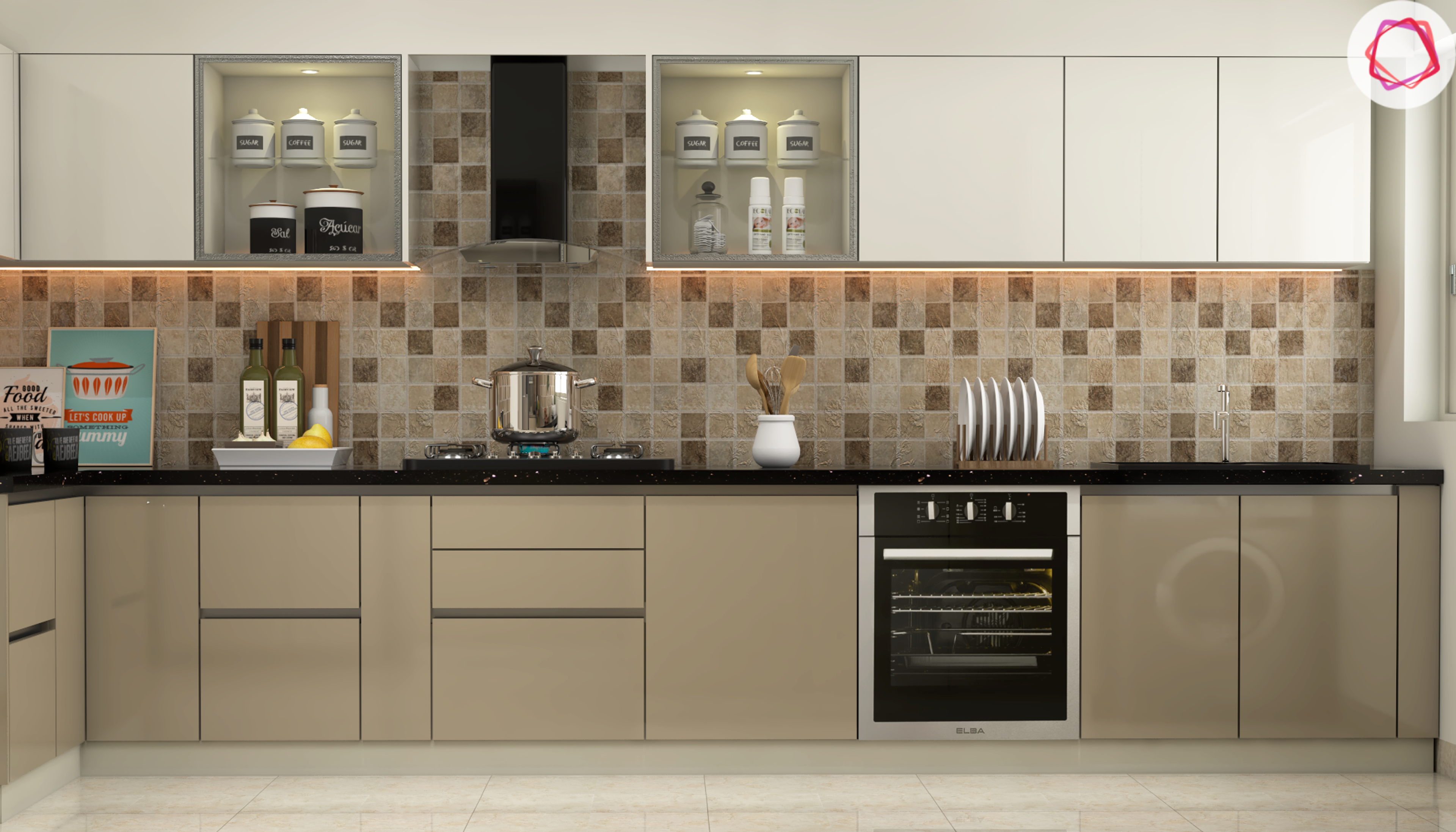 Premium Kitchen with Pixeled Dado