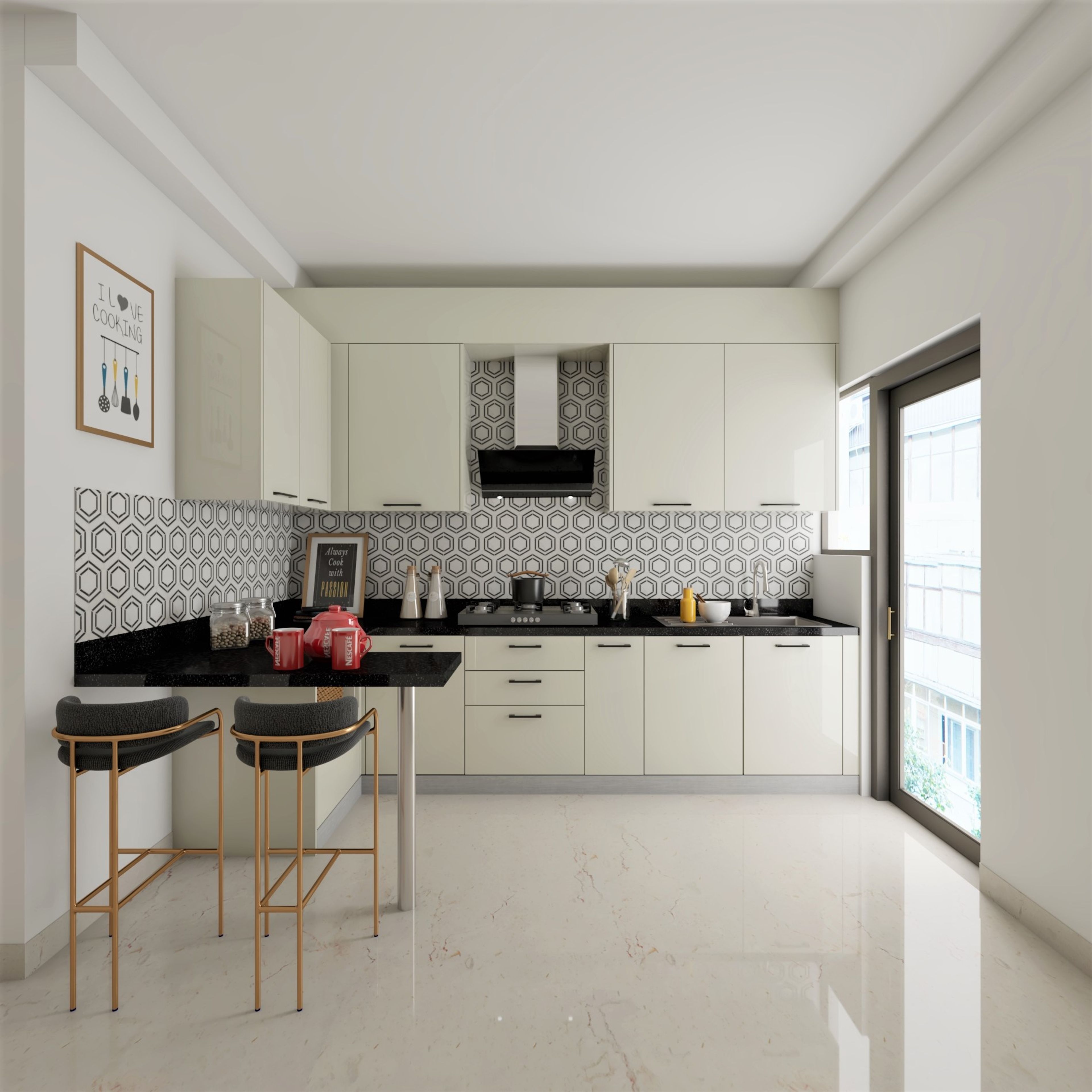 Neutral Toned Kitchen with Breakfast Table