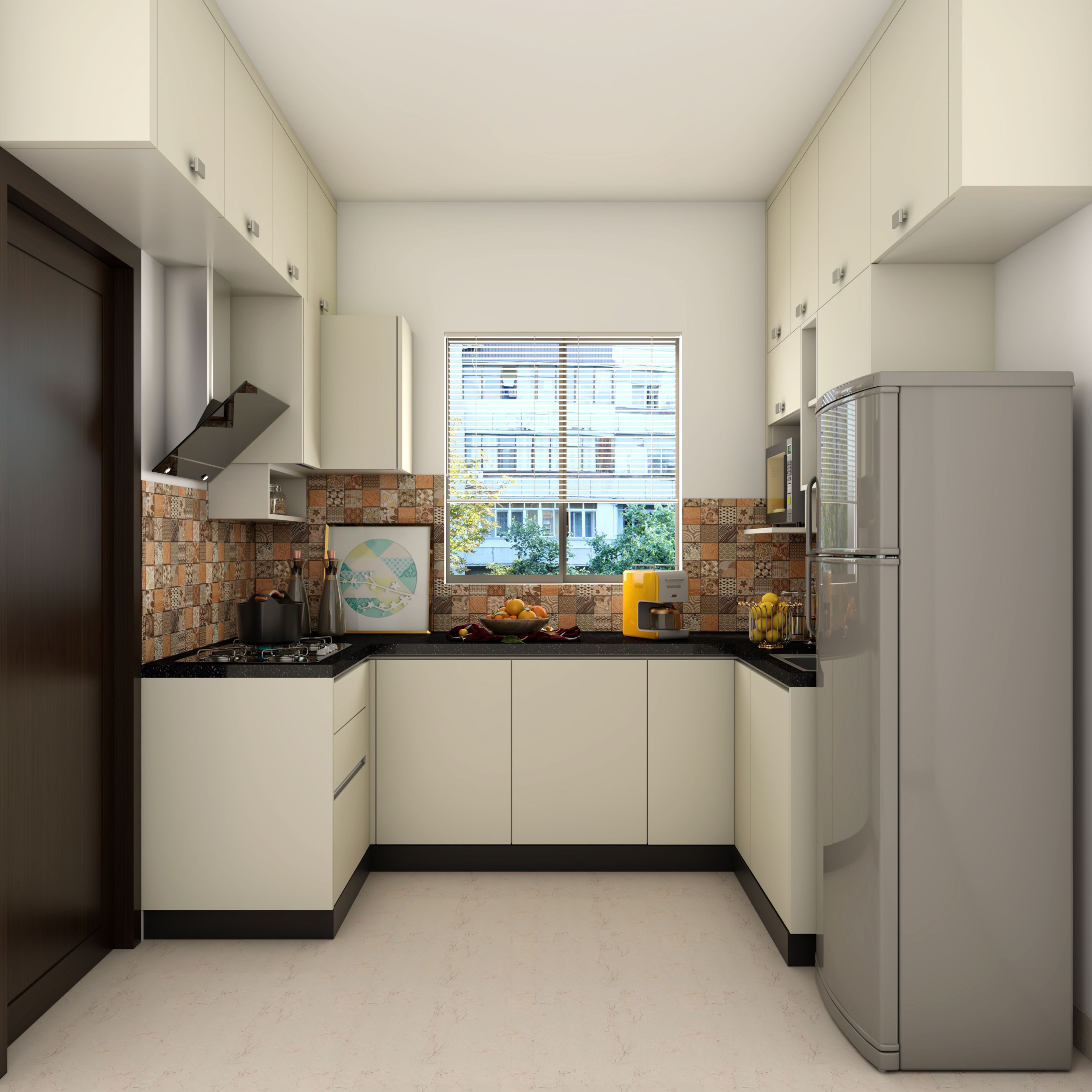 Neutral Toned Compact Kitchen