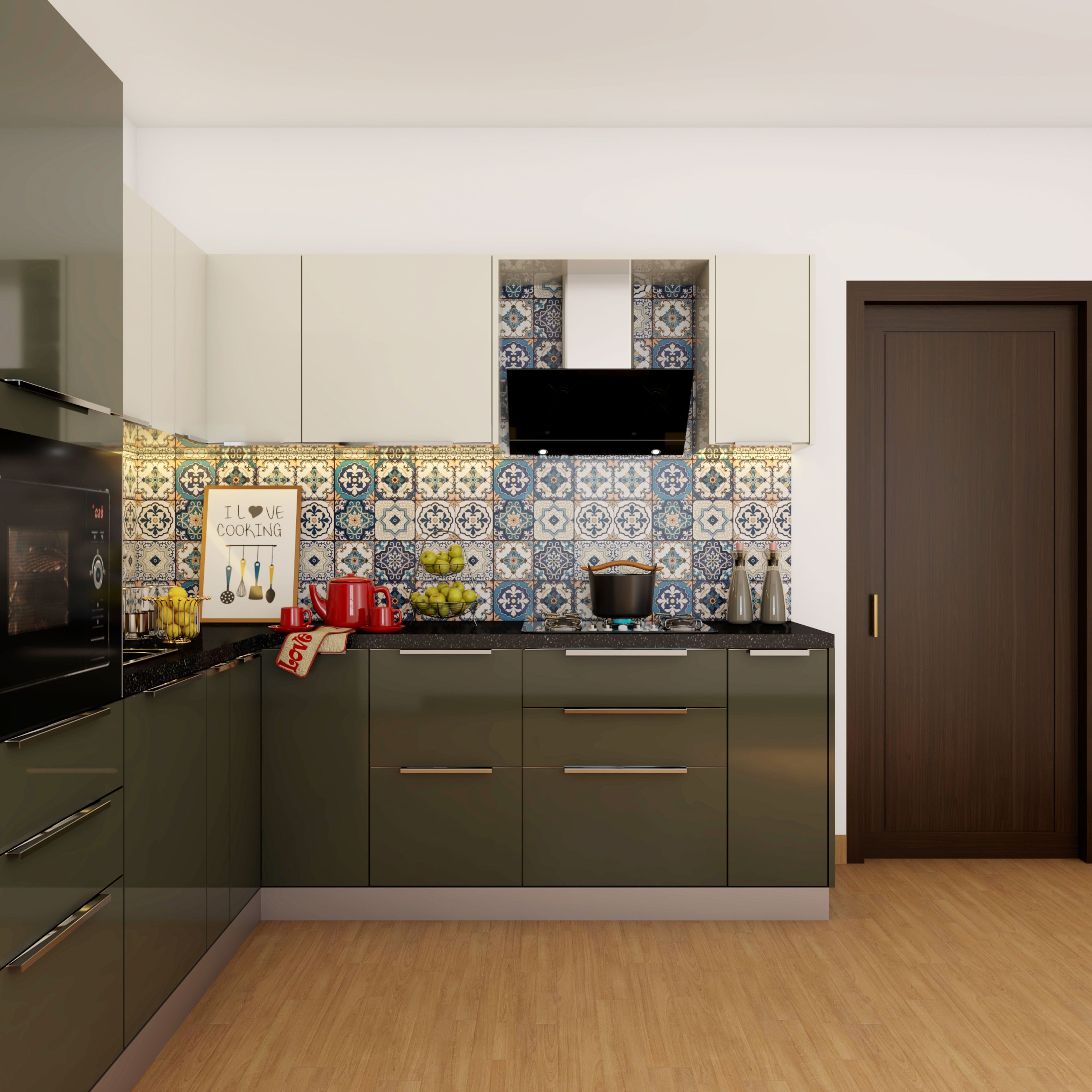 Budget Kitchen with Multicoloured Cabinets
