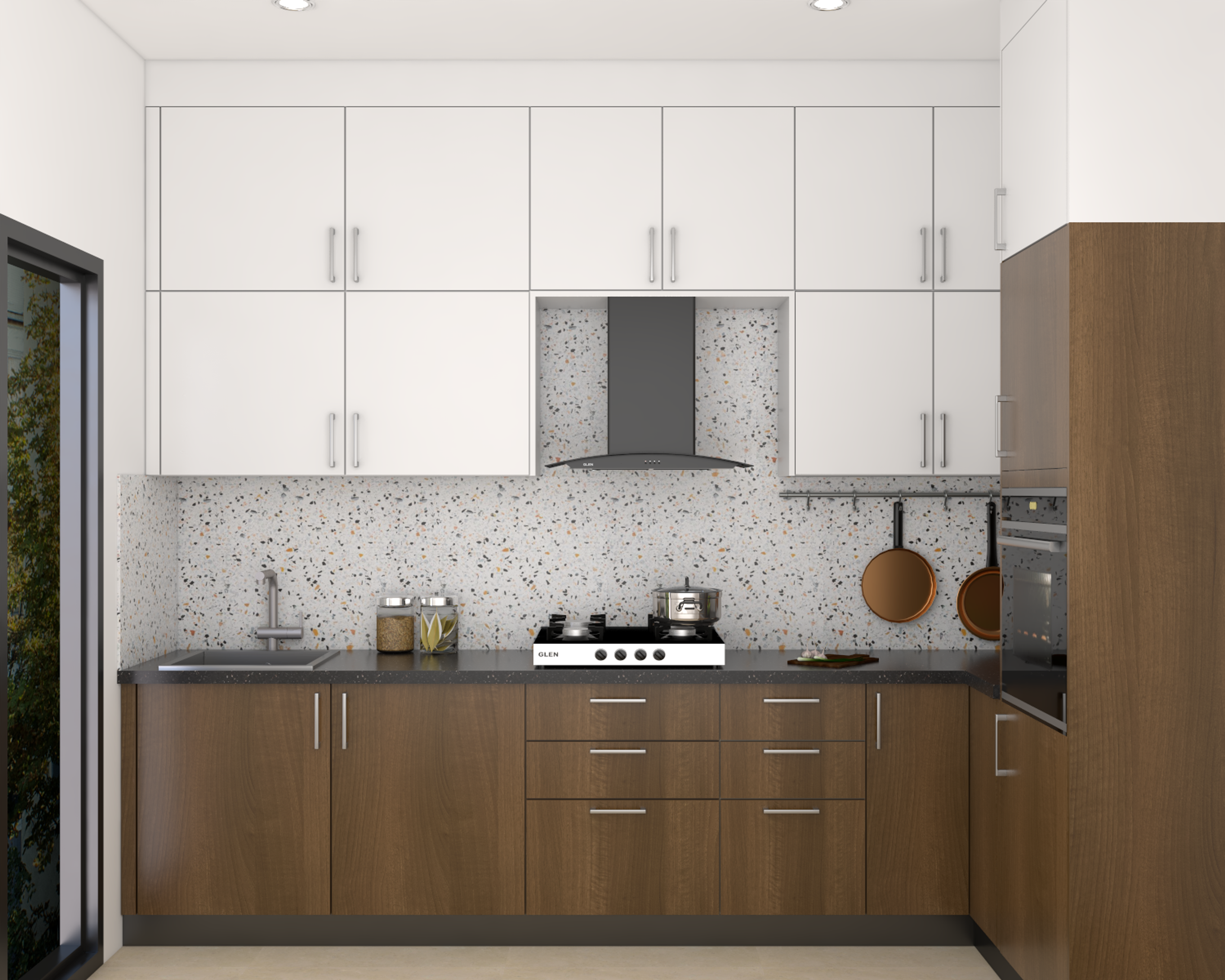 Compact Kitchen with Earthy Tones