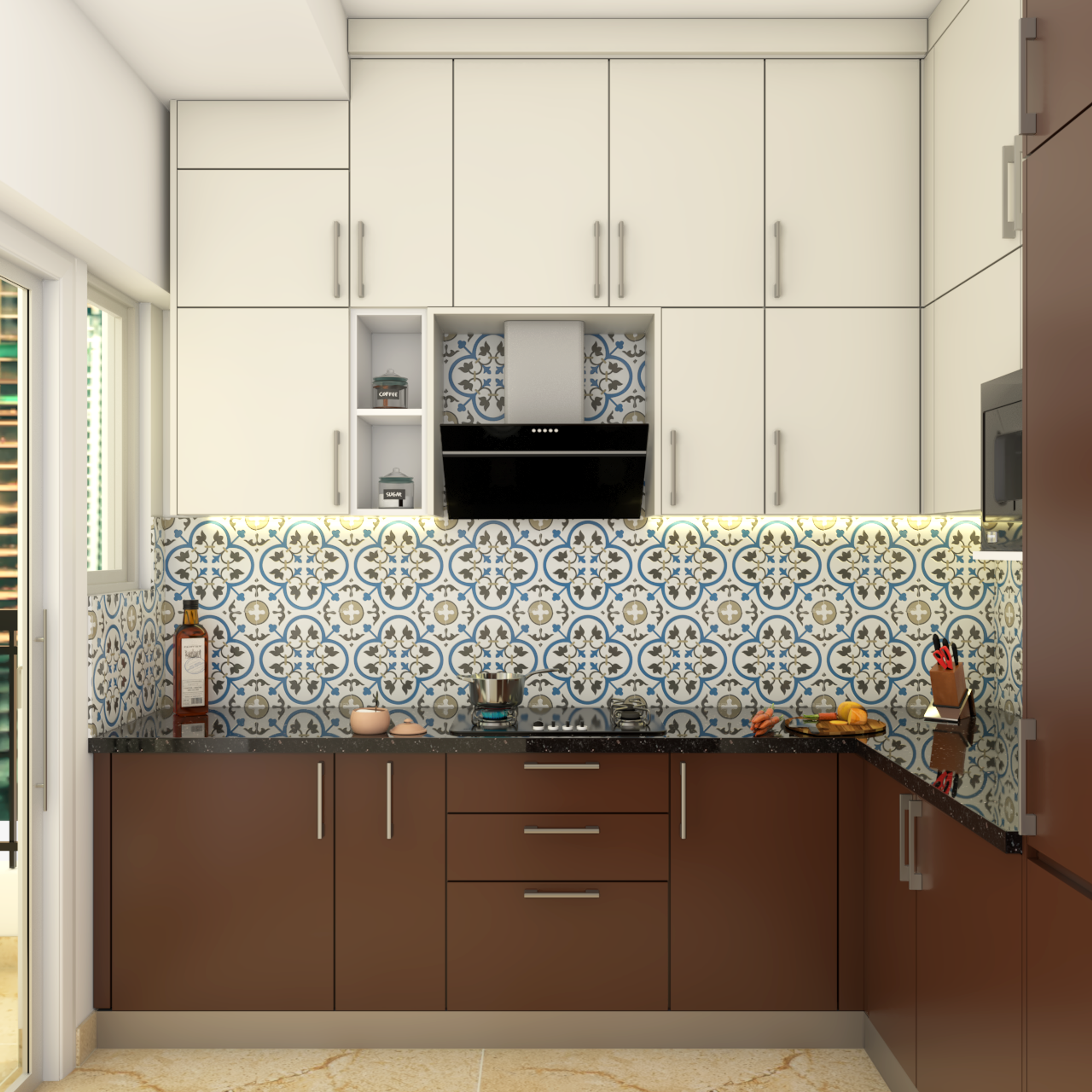 Budget Kitchen with Brown and White Cabinets