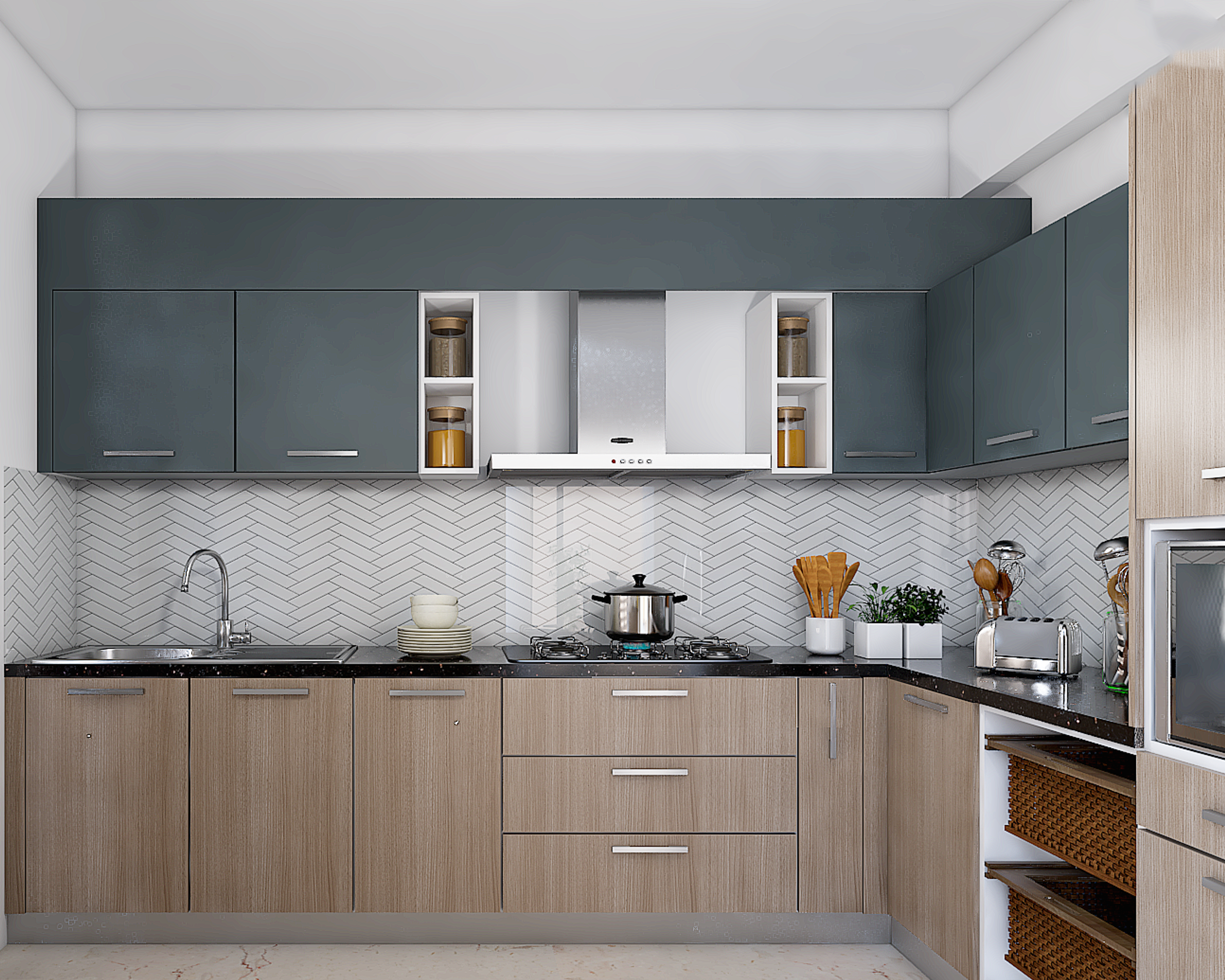 Grey Themed Kitchen with Elegant Colours