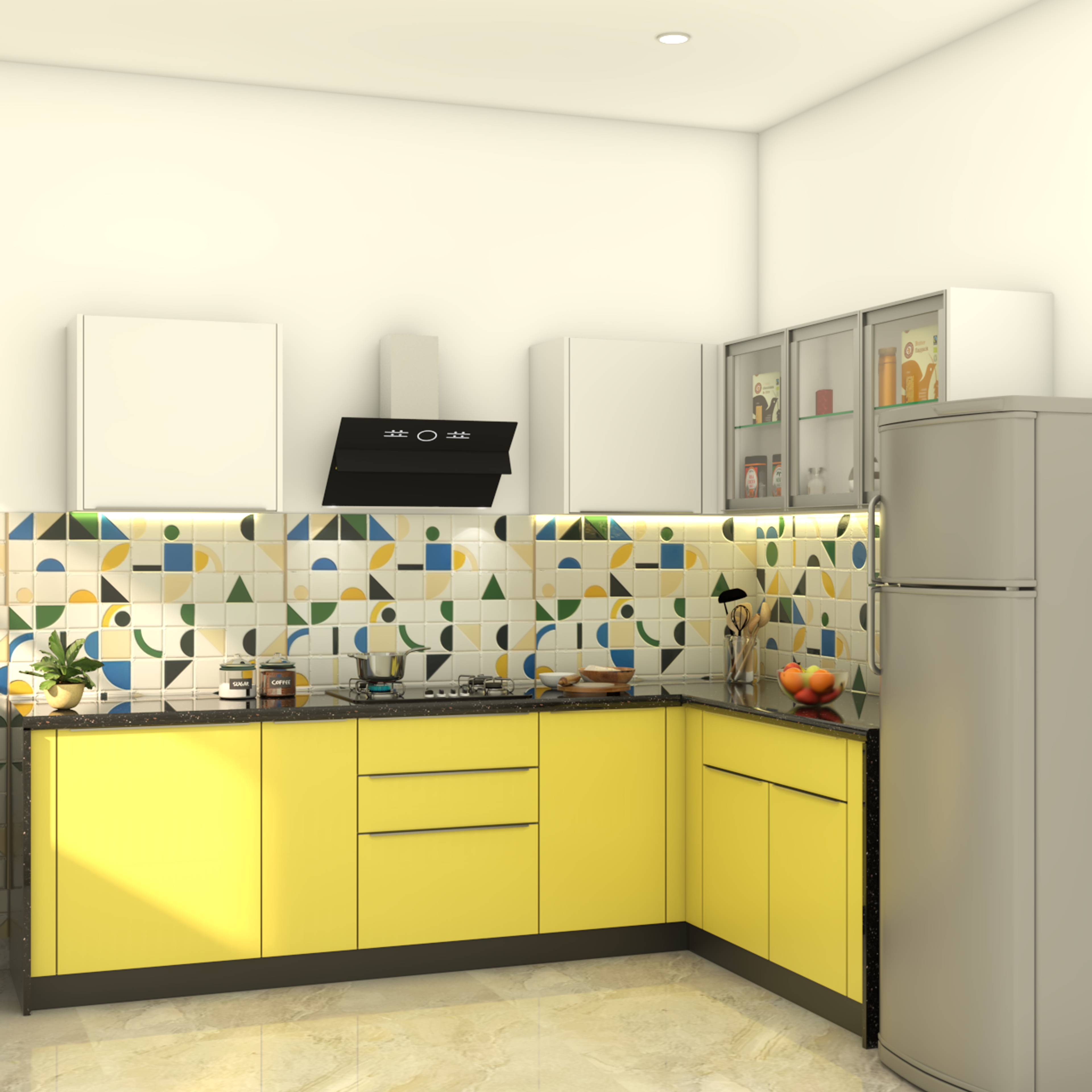 Compact Kitchen with Sunshine Yellow Colours