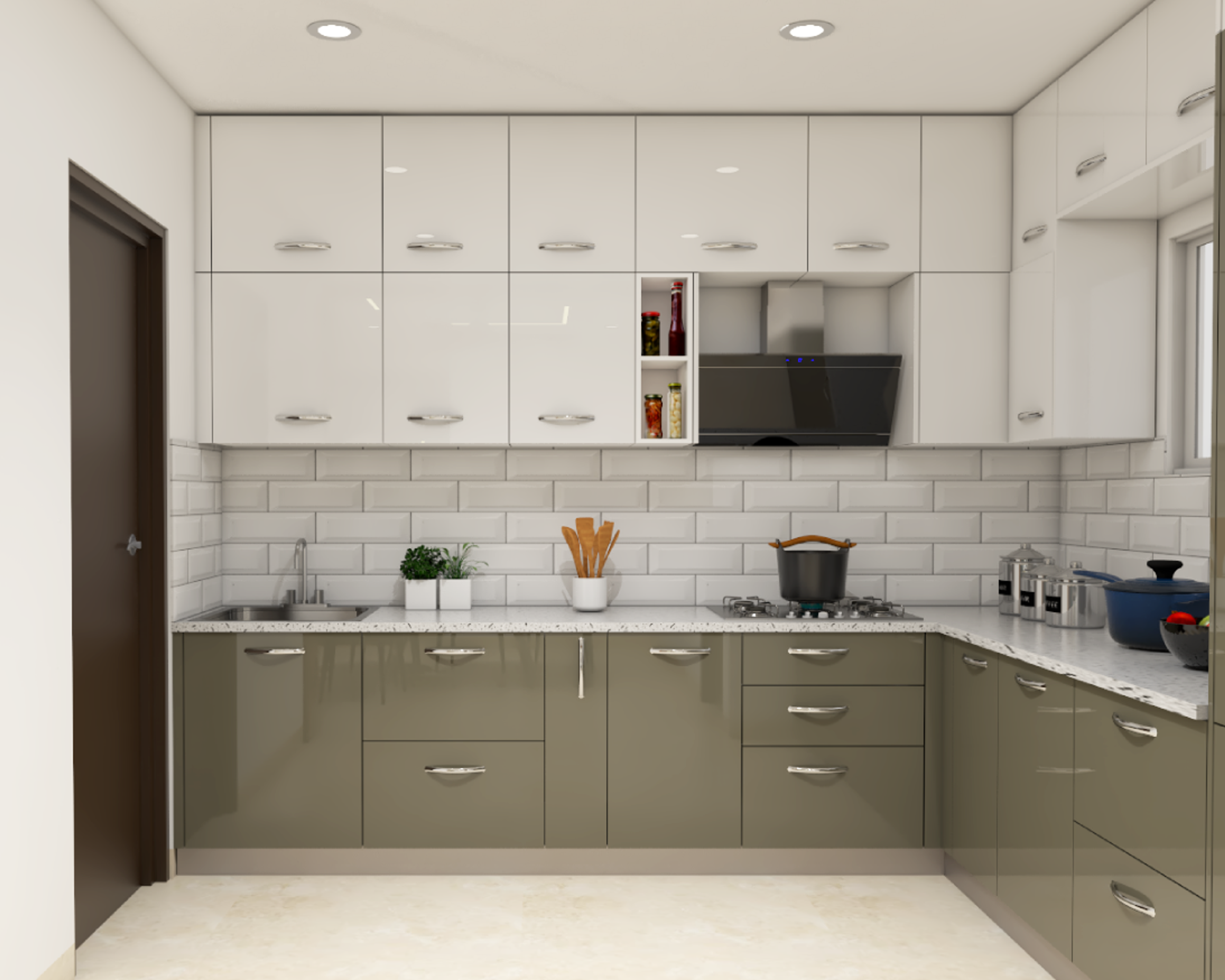 Contemporary-Theme Budget Modular Kitchen
