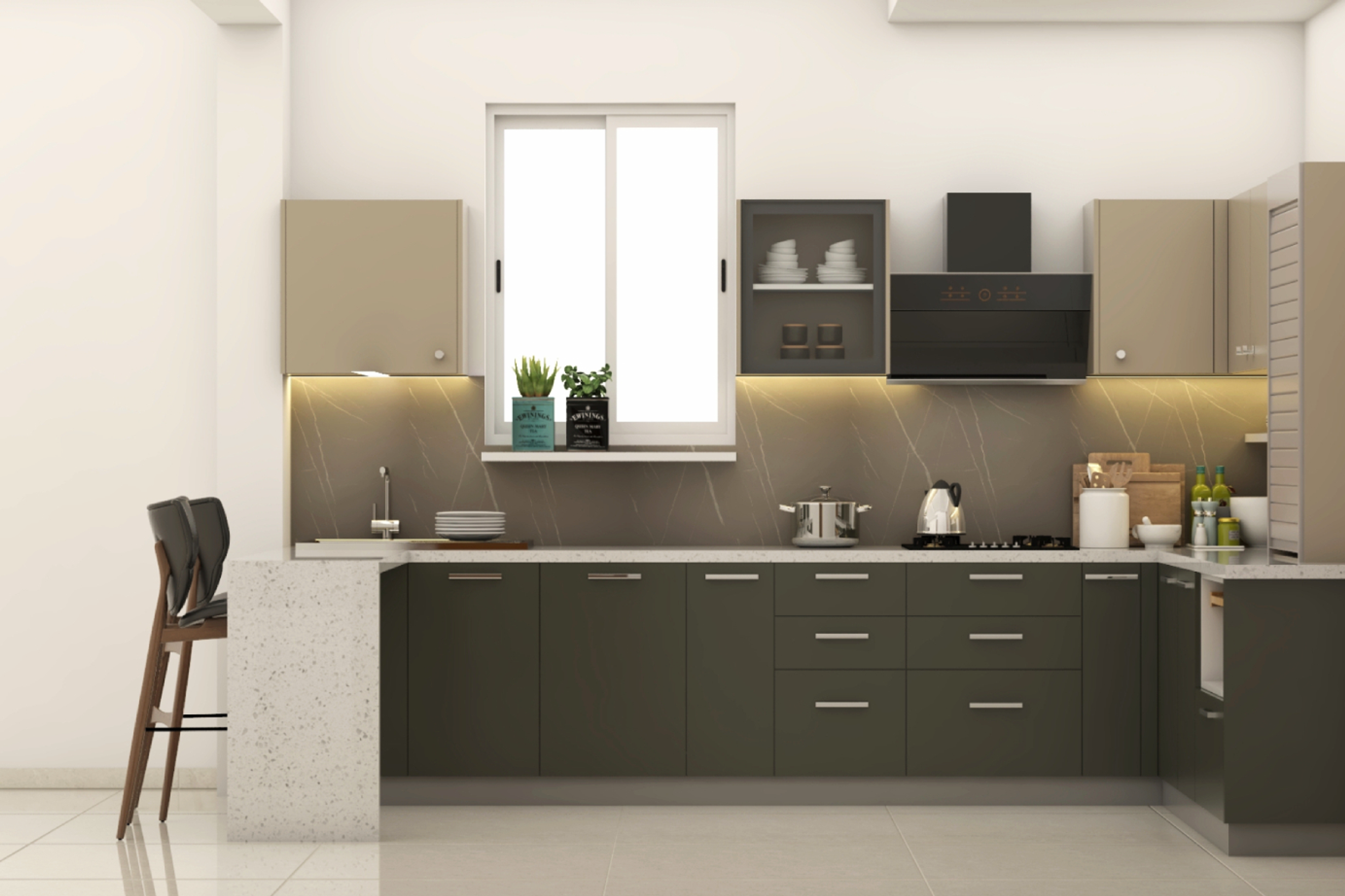 Contemporary-Themed Budget Modular Kitchen