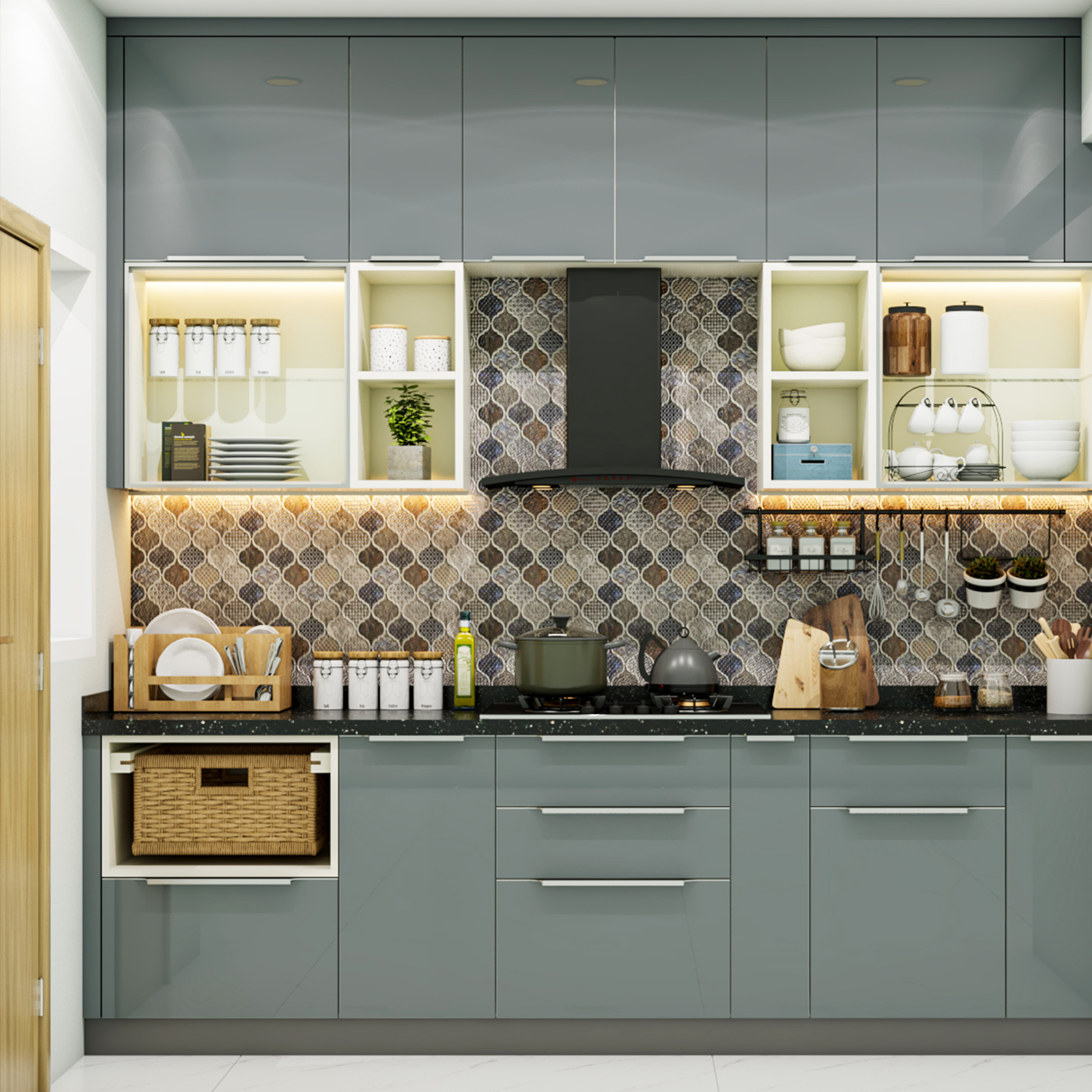 Contemporary-Style Compact Budget Modular Kitchen