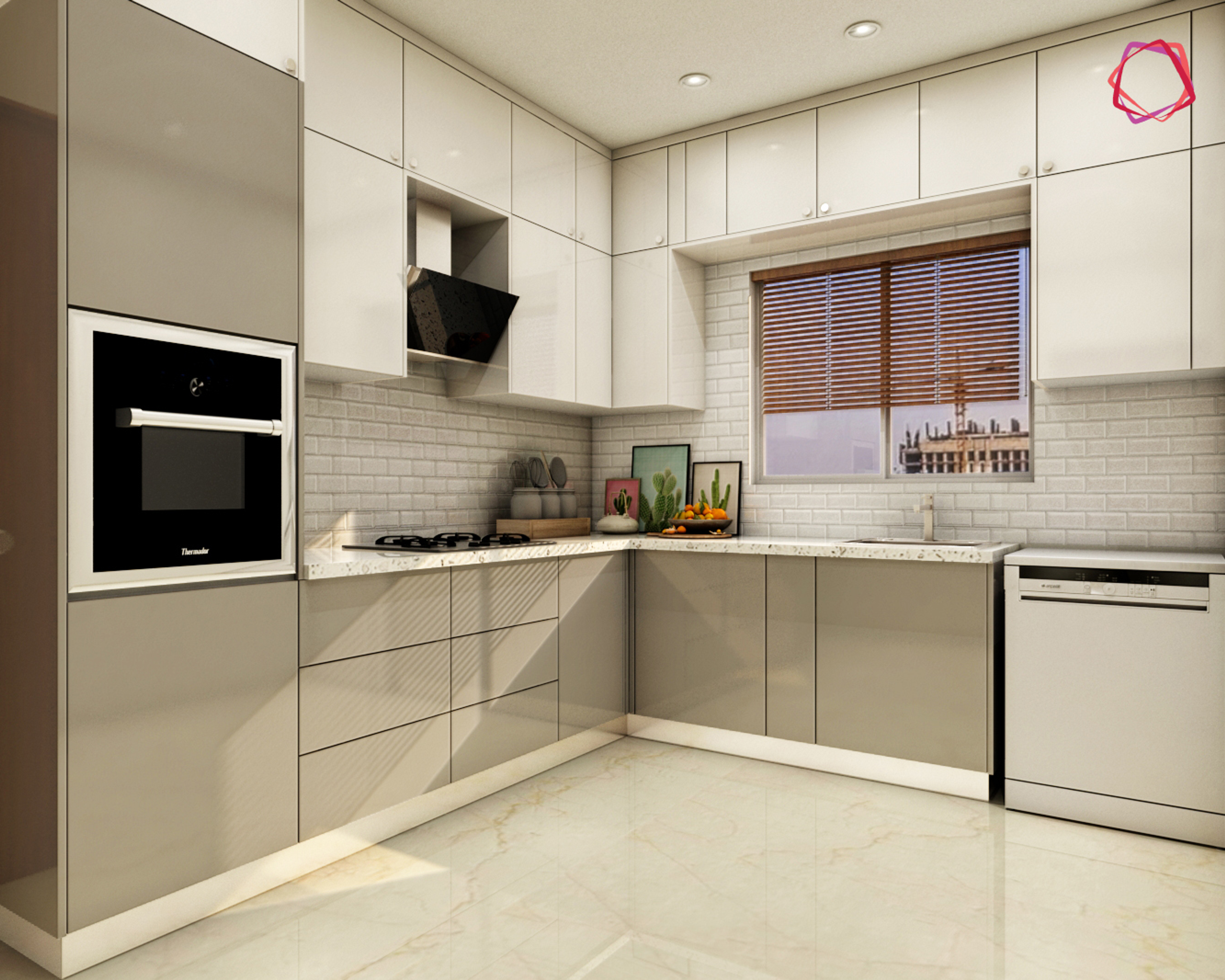 Contemporary-Style Compact Budget Modular Kitchen