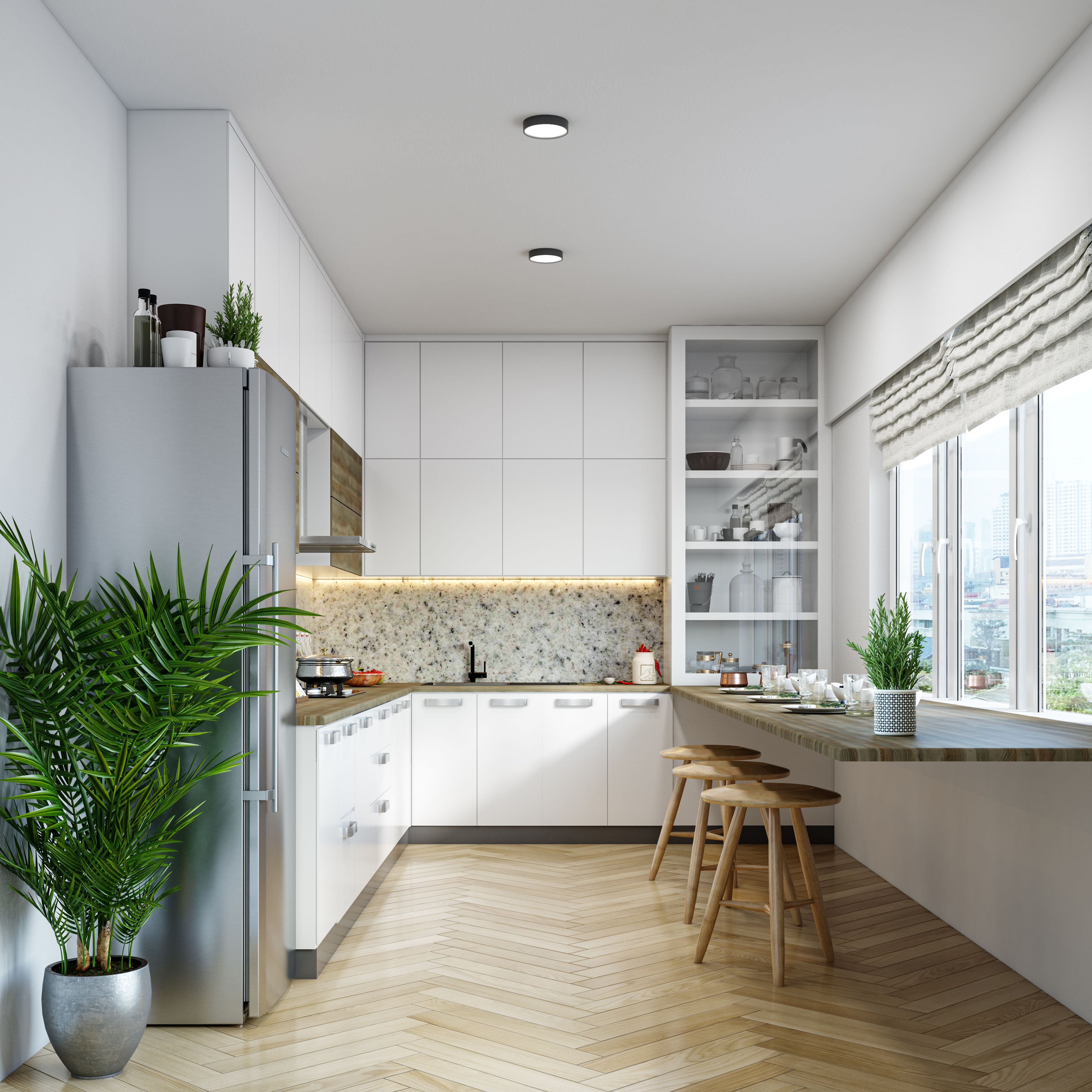 Scandinavian Style Spacious Budget Modular Kitchen