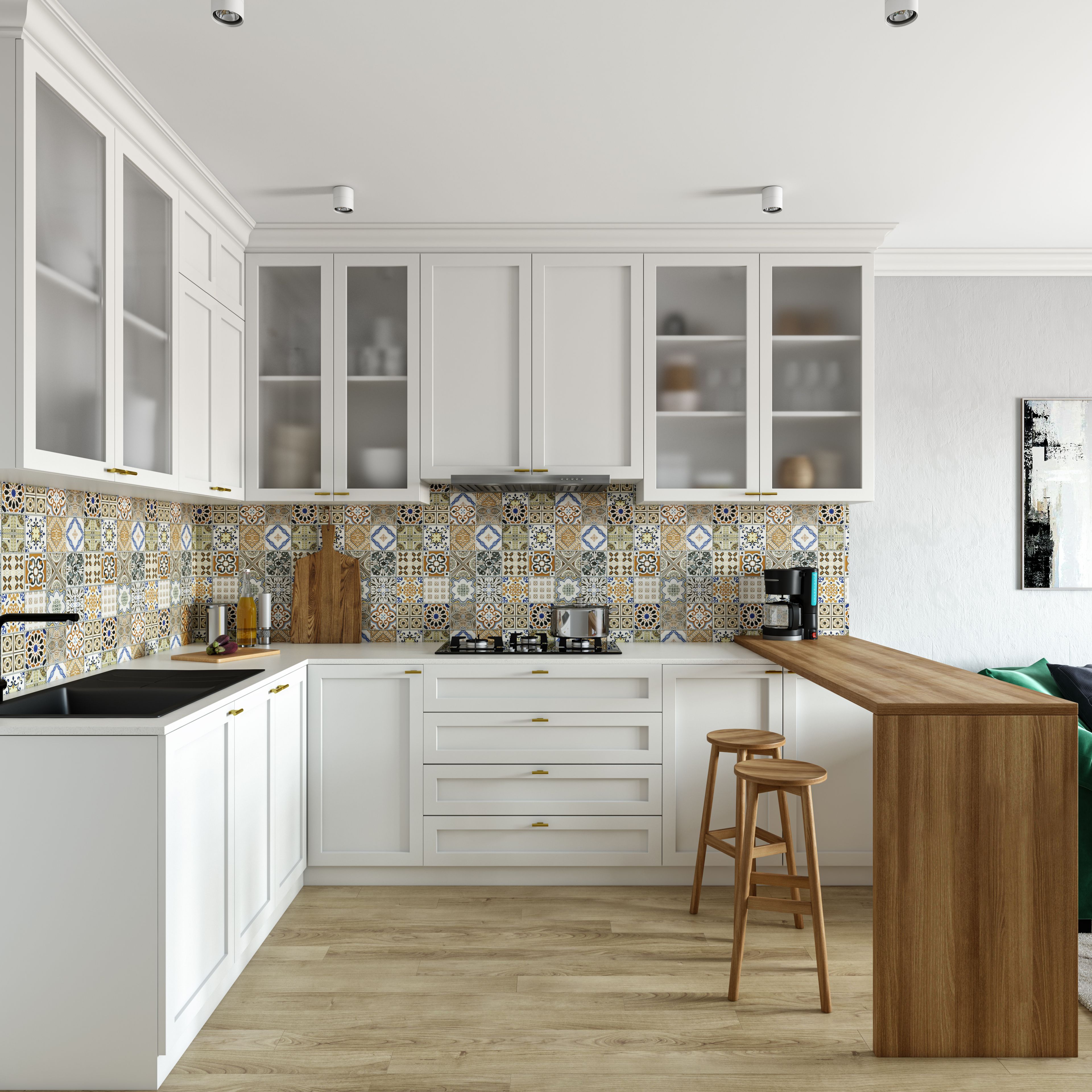 Scandinavian Style Spacious Budget Modular Kitchen