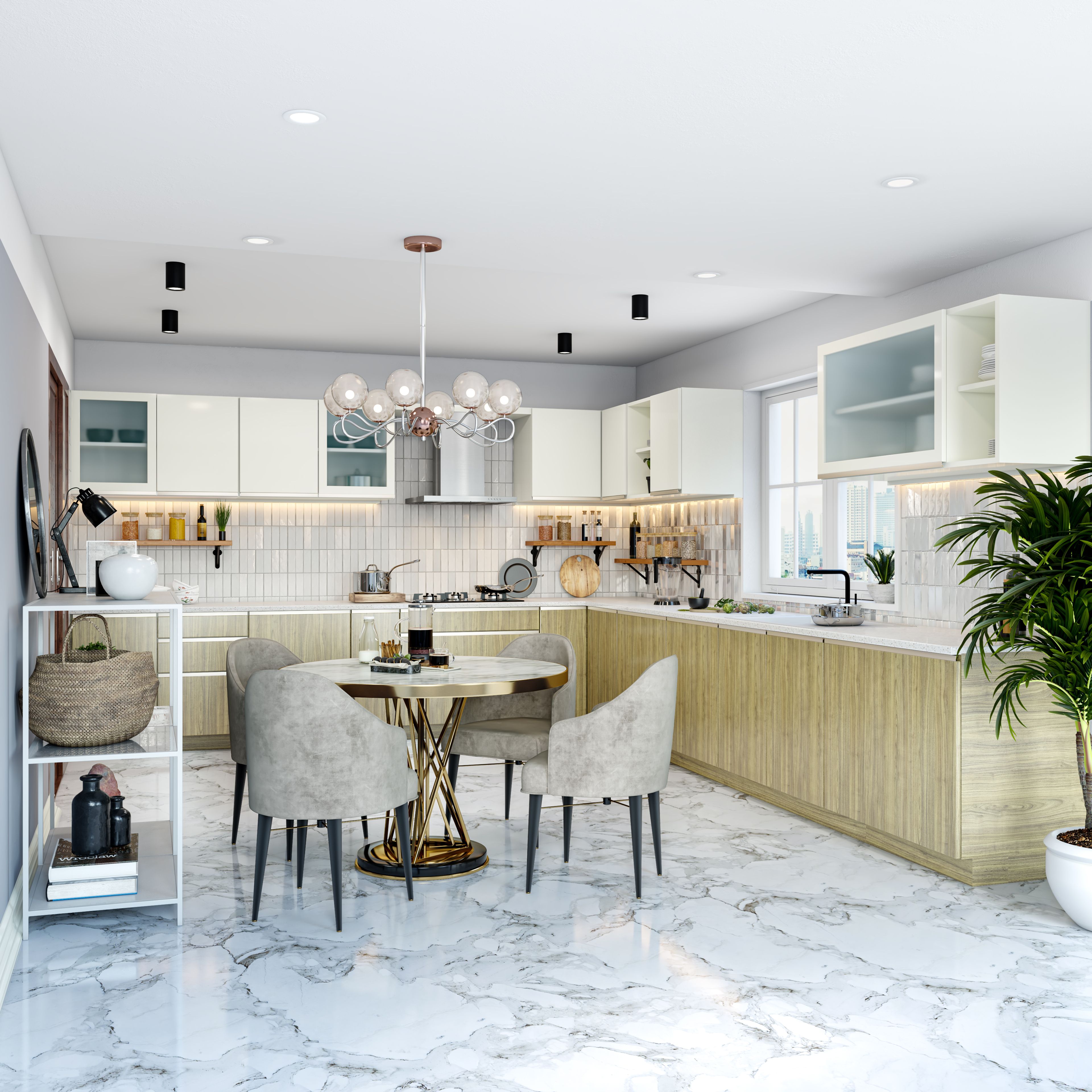 Scandinavian Style Spacious Budget Modular Kitchen