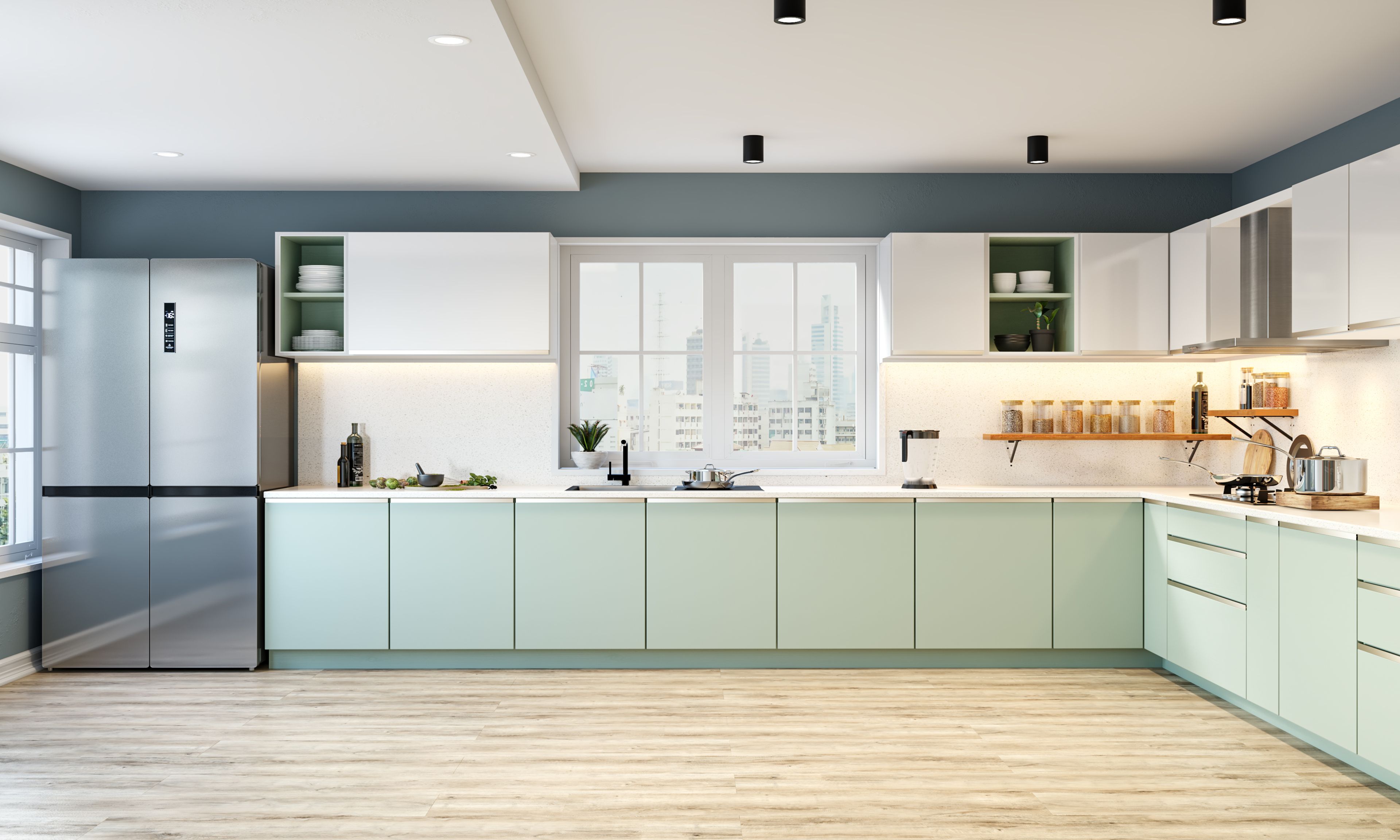 Contemporary Style Spacious Budget Modular Kitchen