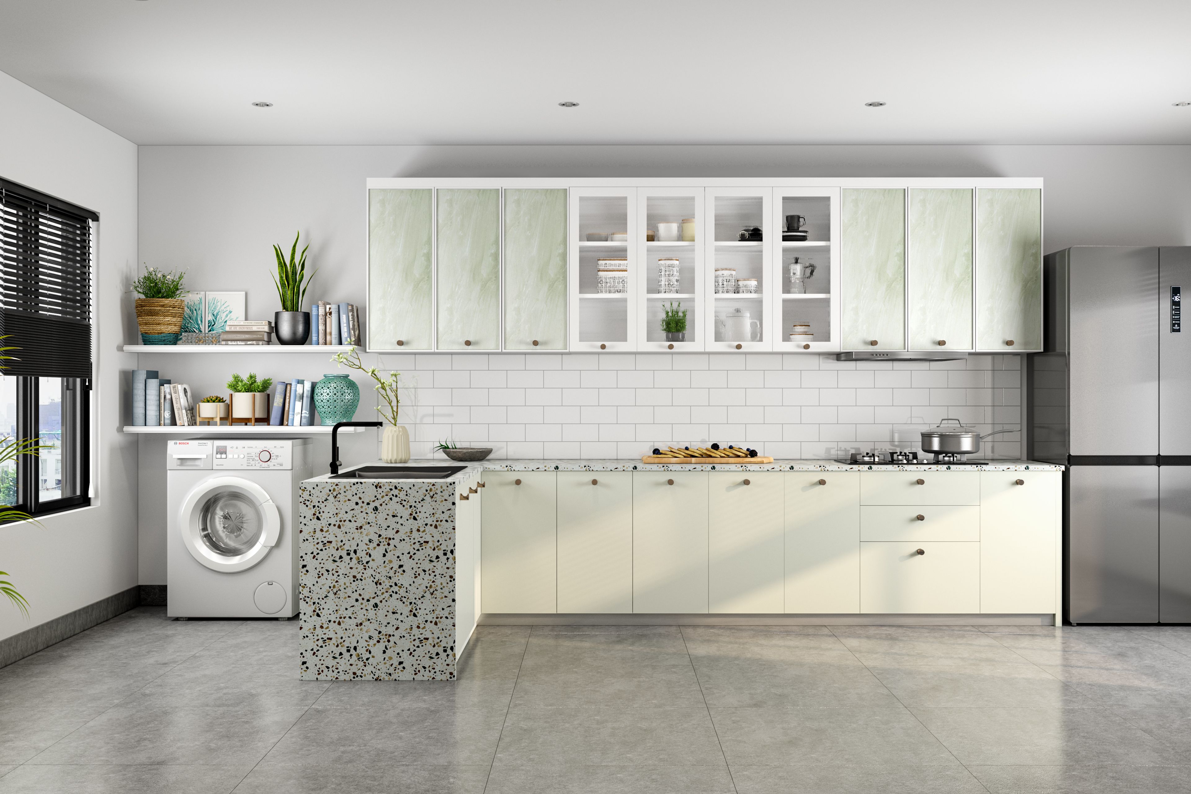Contemporary Style Spacious Budget Modular Kitchen