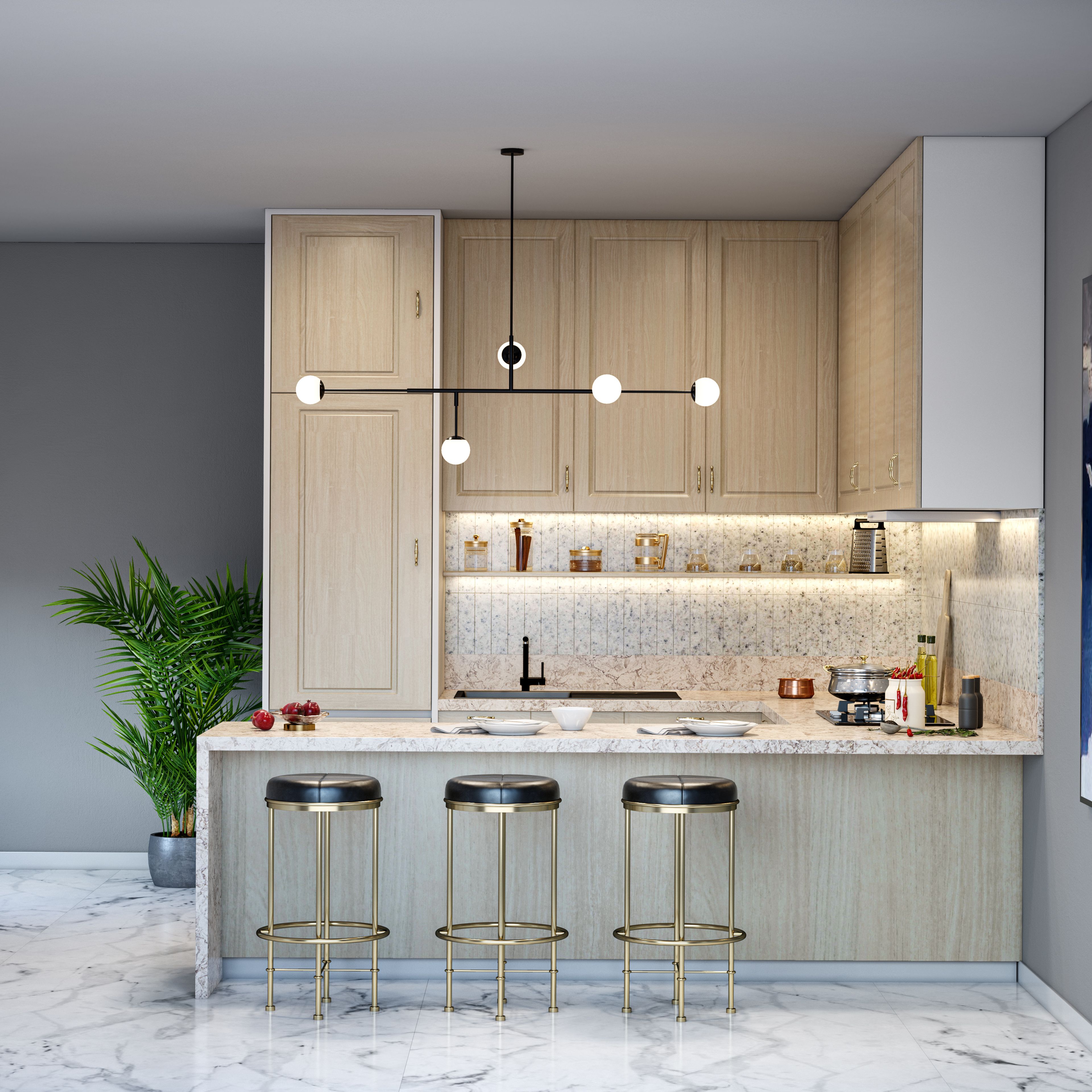 Modern Styled Spacious Modular Kitchen