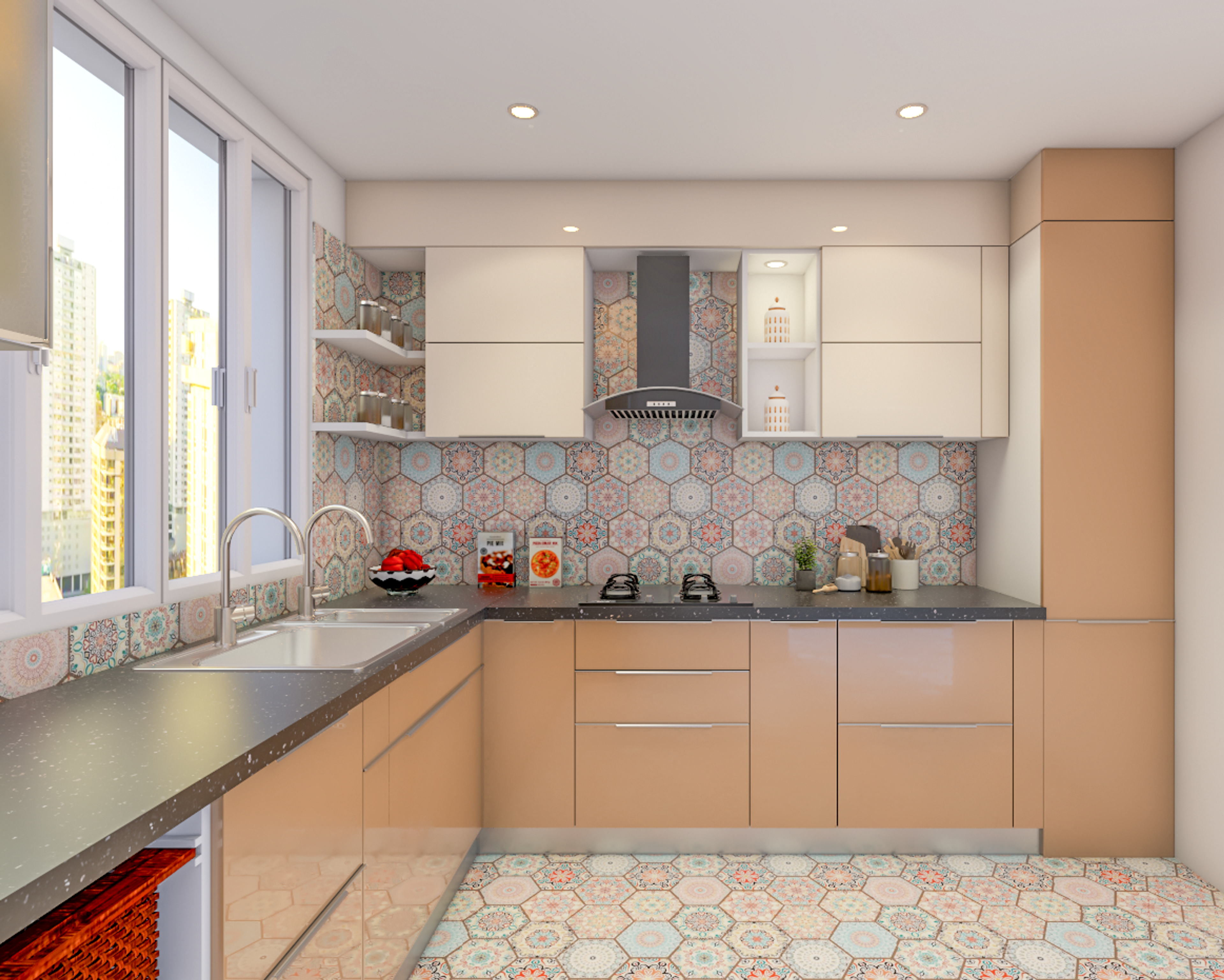 Modern Theme Spacious Budget Modular Kitchen Design