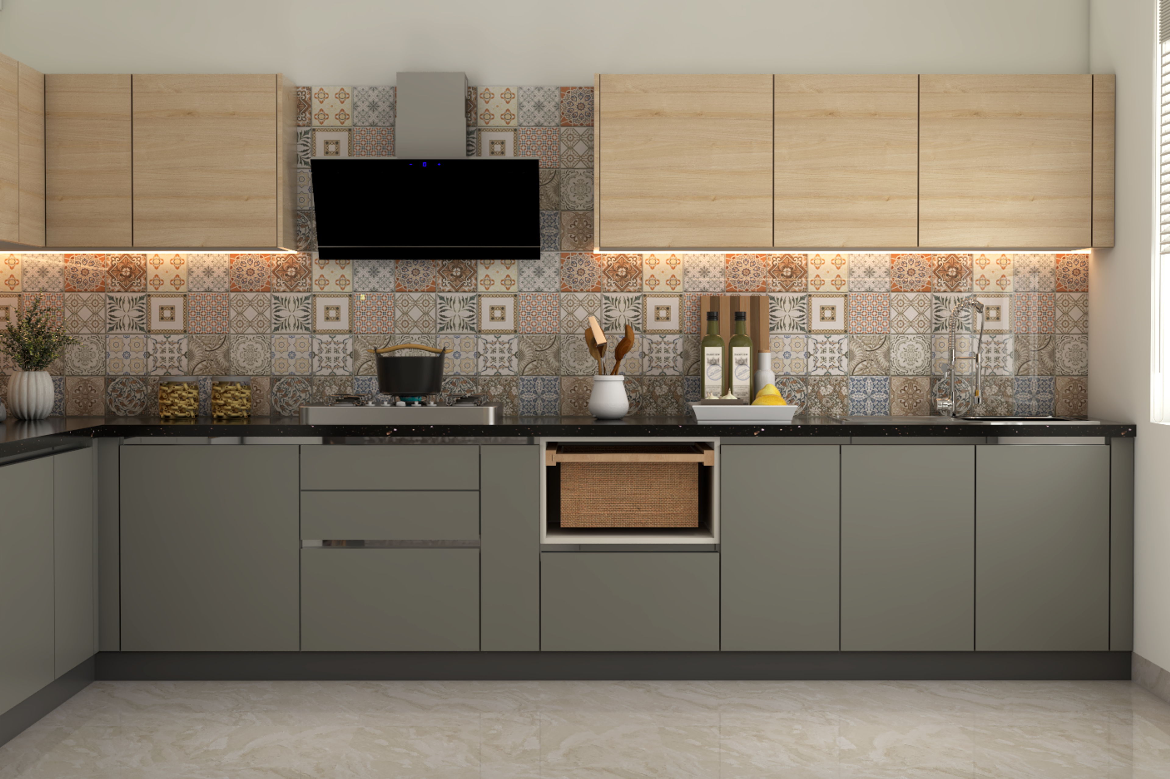 Contemporary Spacious Premium Modular Kitchen Design