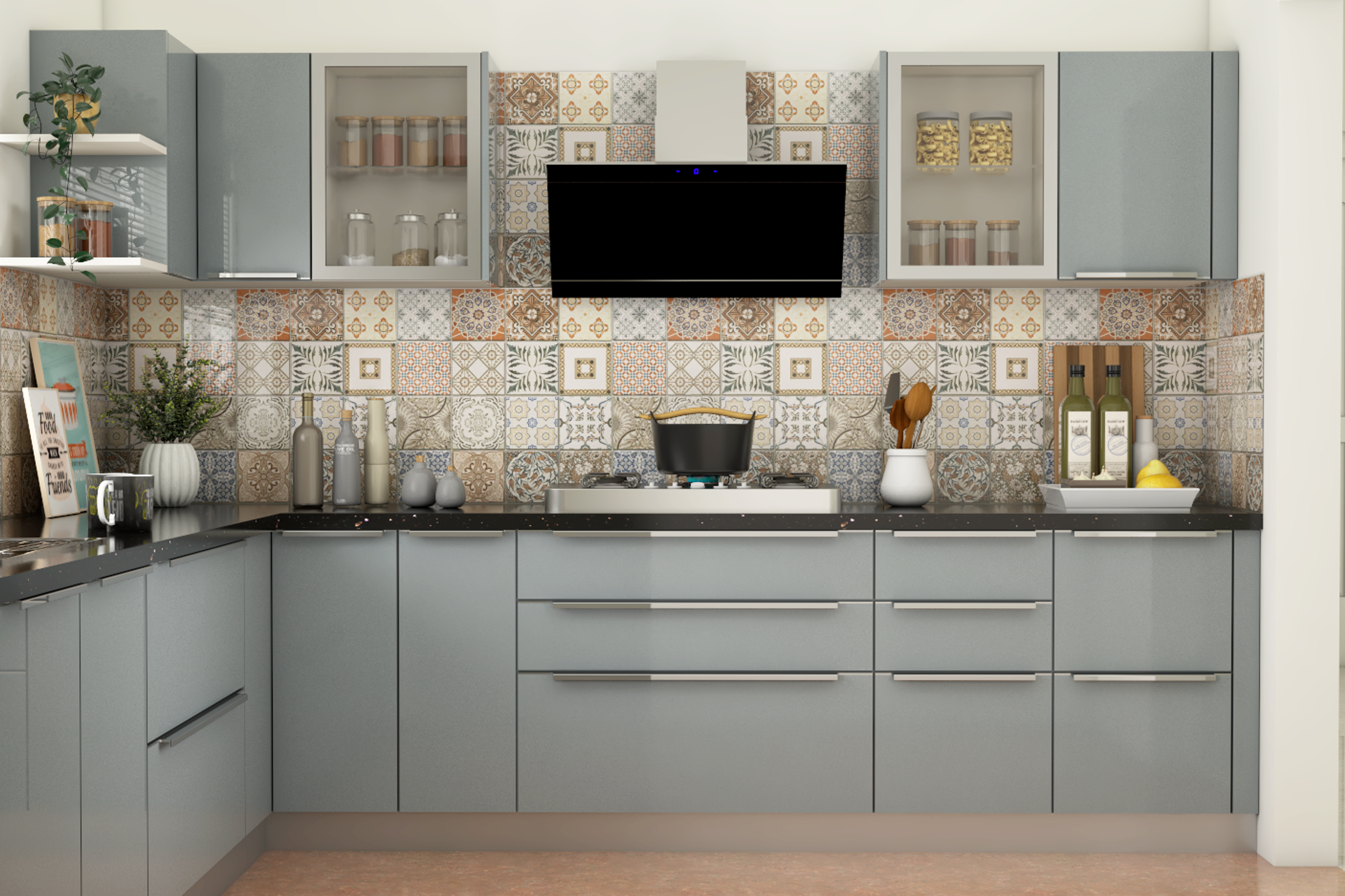 Modern Style Compact Budget Modular Kitchen Design