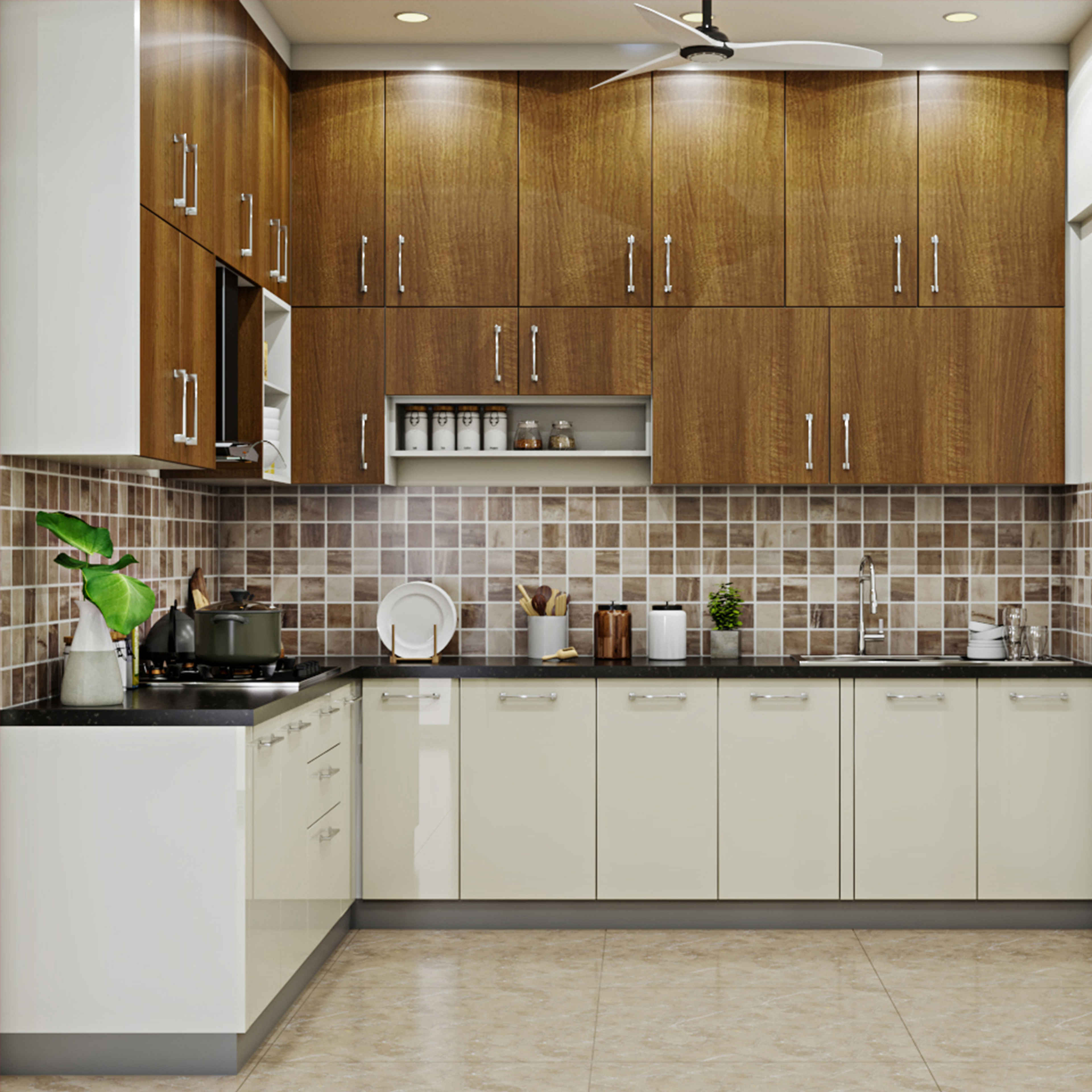 Contemporary Style Compact Budget Modular Kitchen Design