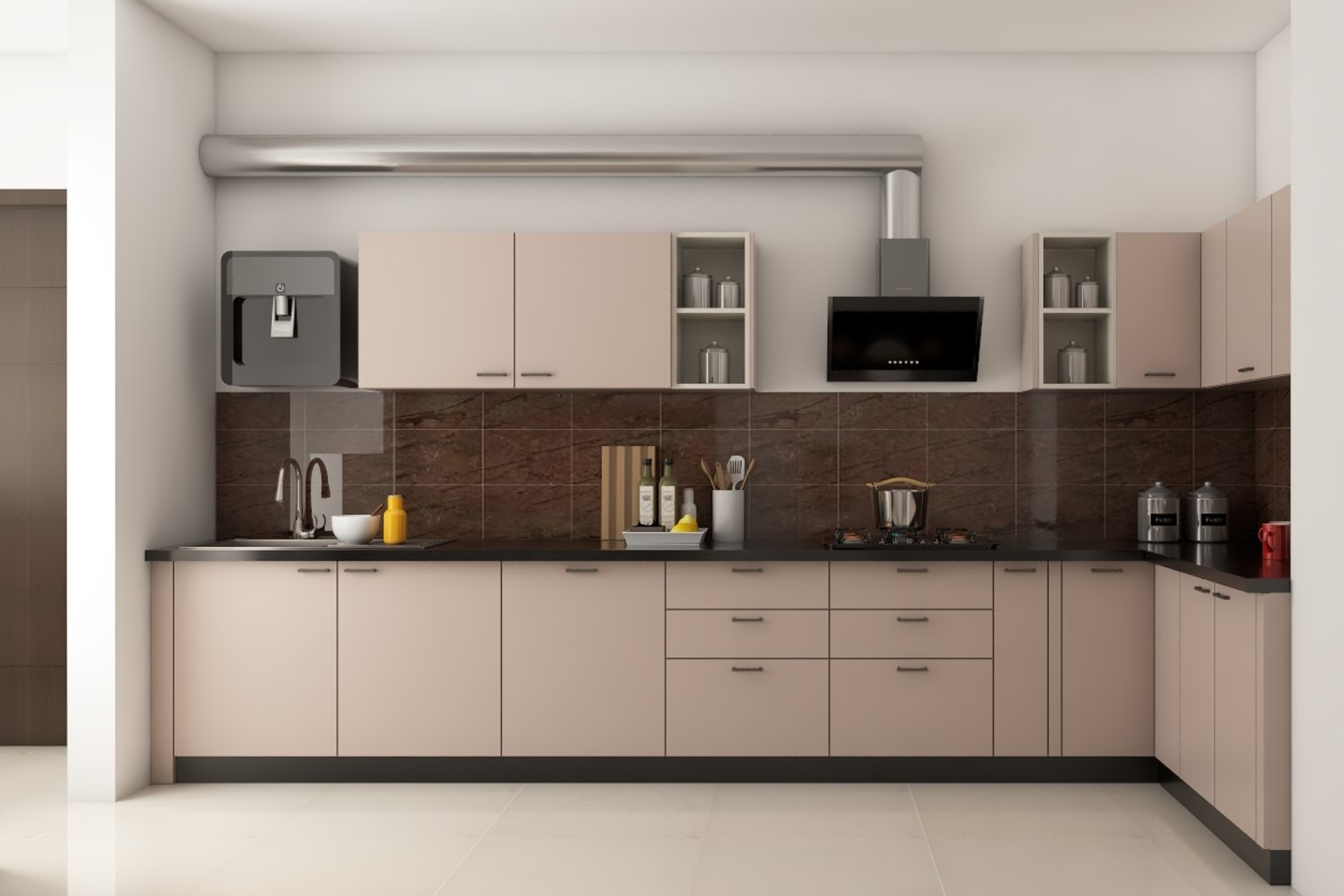 Modern Style Spacious Modular Kitchen Design