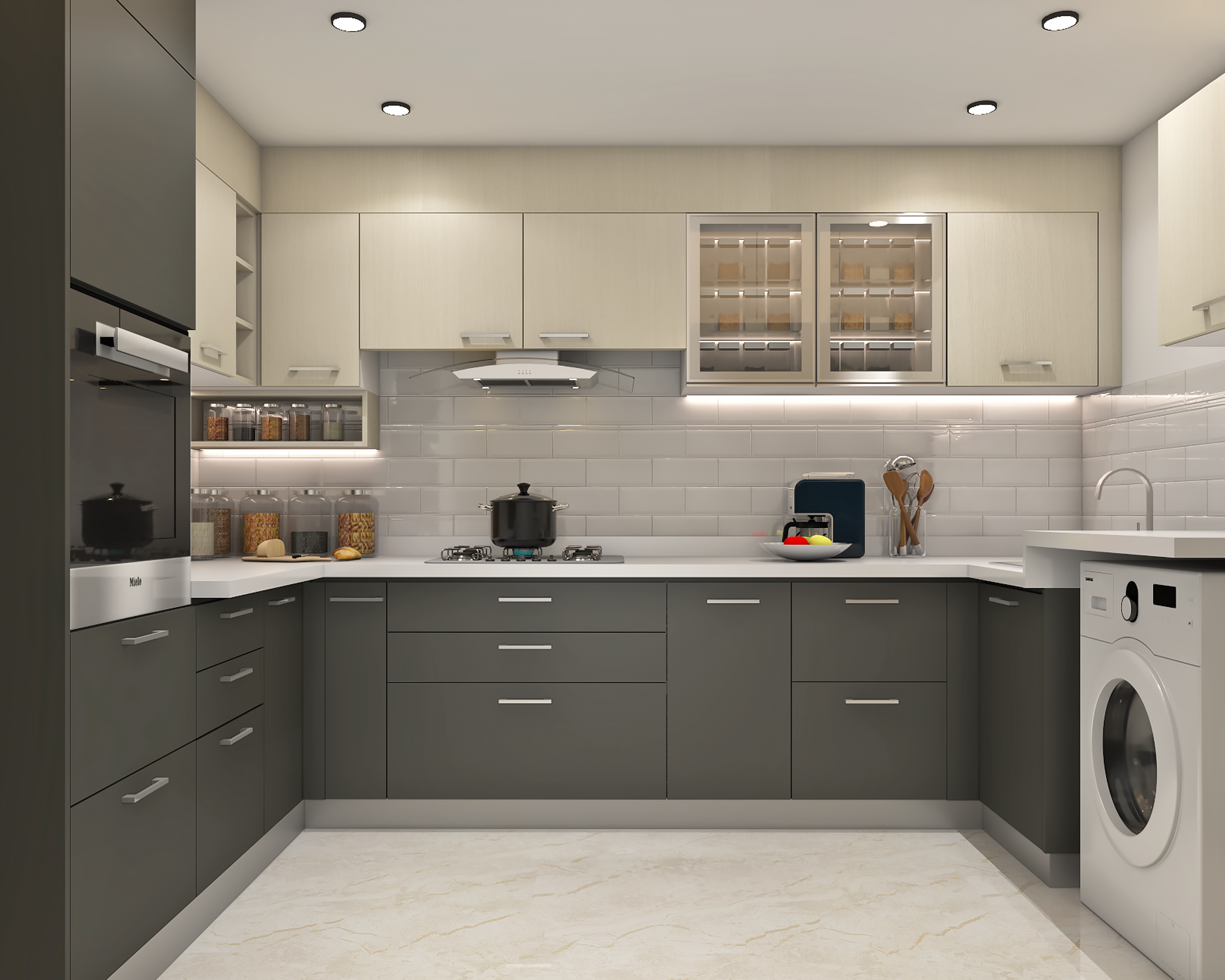 Modern Styled Spacious Budget Modular Kitchen Design
