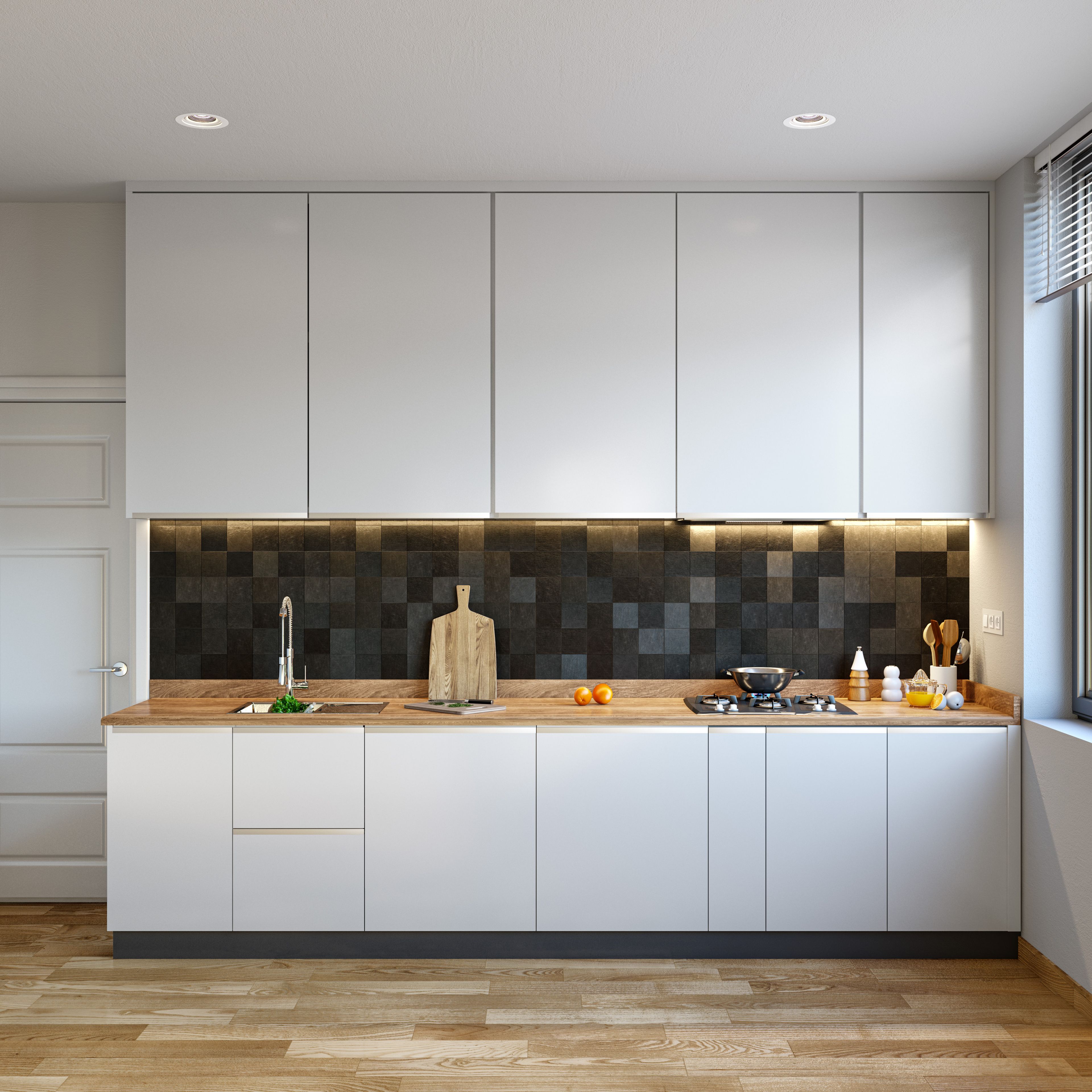 Modern Styled Spacious Modular Kitchen Design