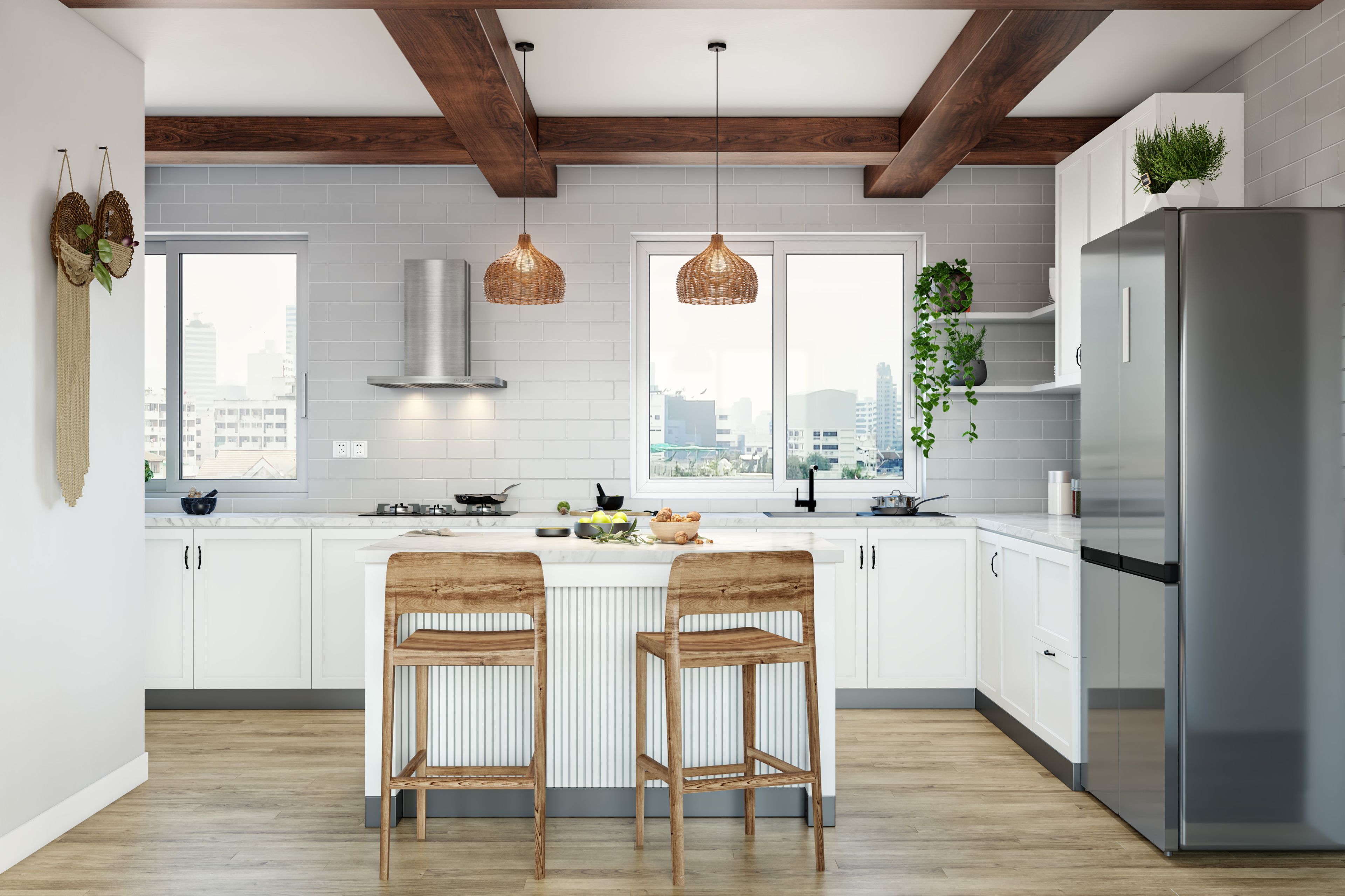 Farmhouse Style Spacious Premium Modular Kitchen Design