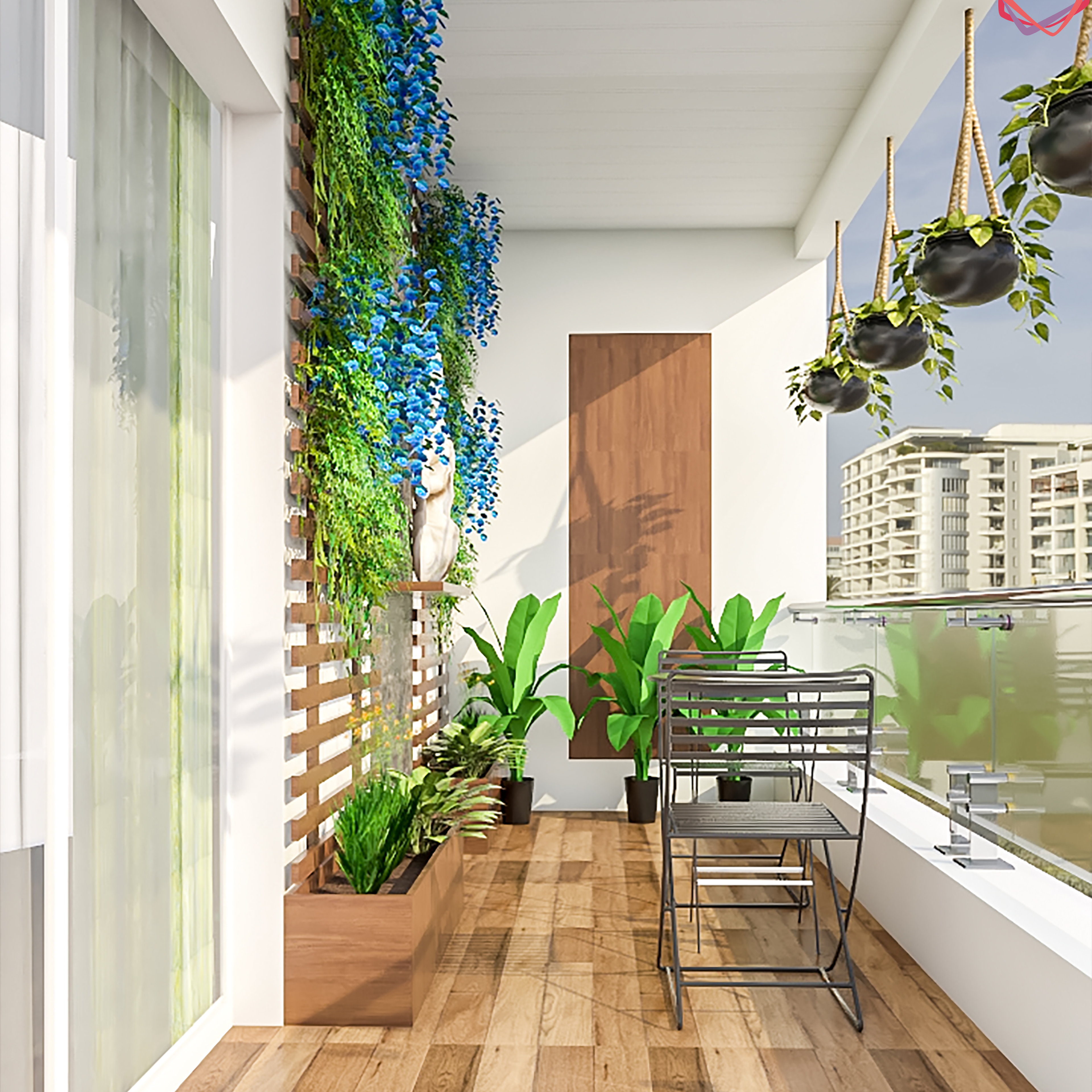 Spacious Balcony Garden Design