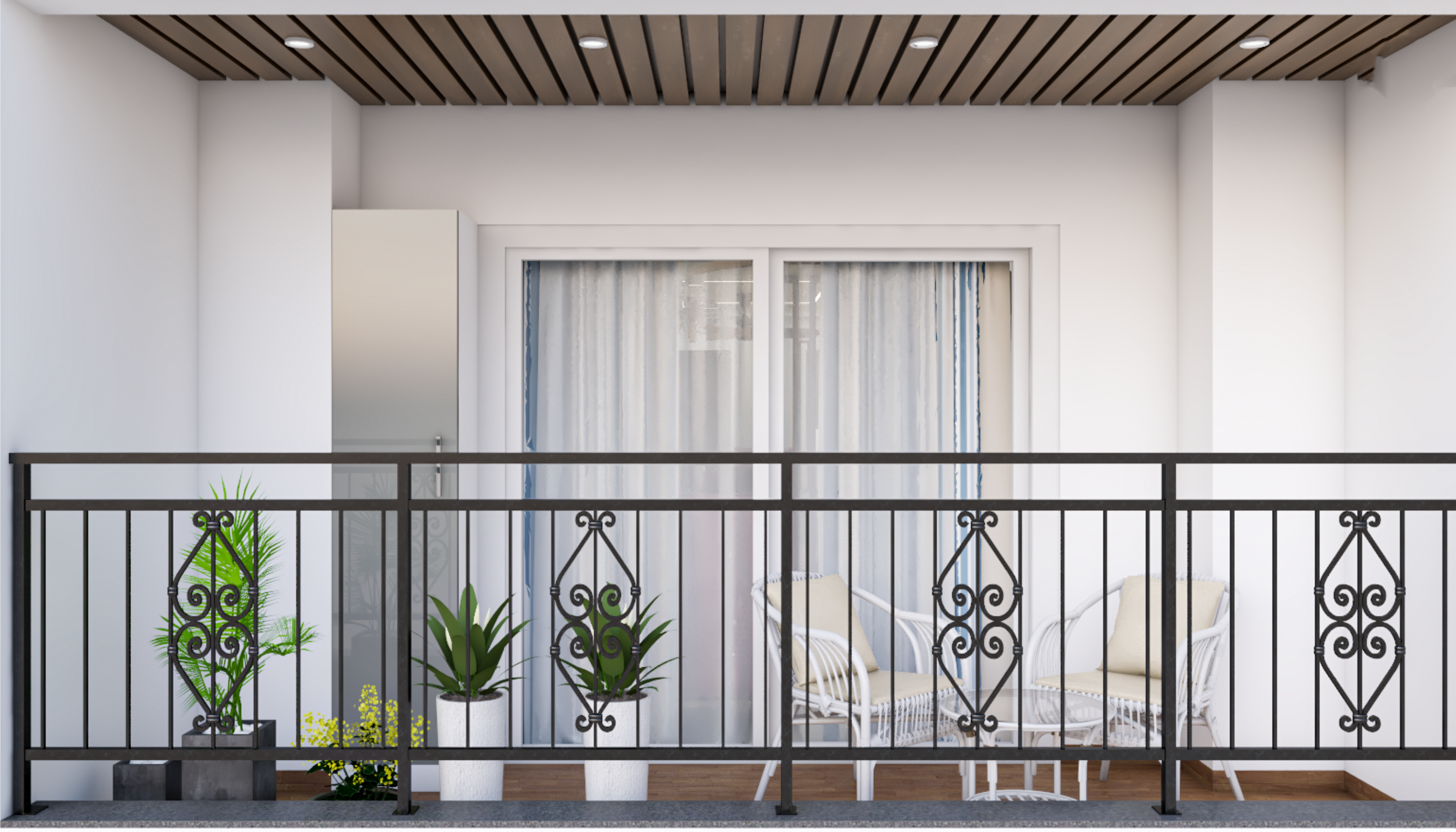 Spacious Balcony With Modern Interiors