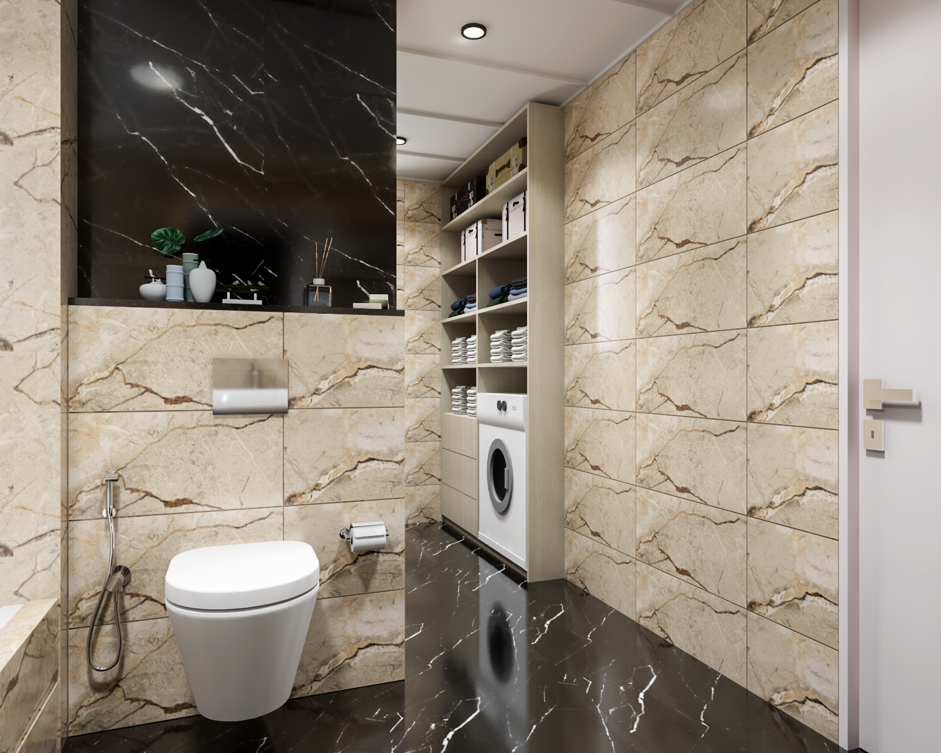 Granite Finish Bathroom Space - Livspace