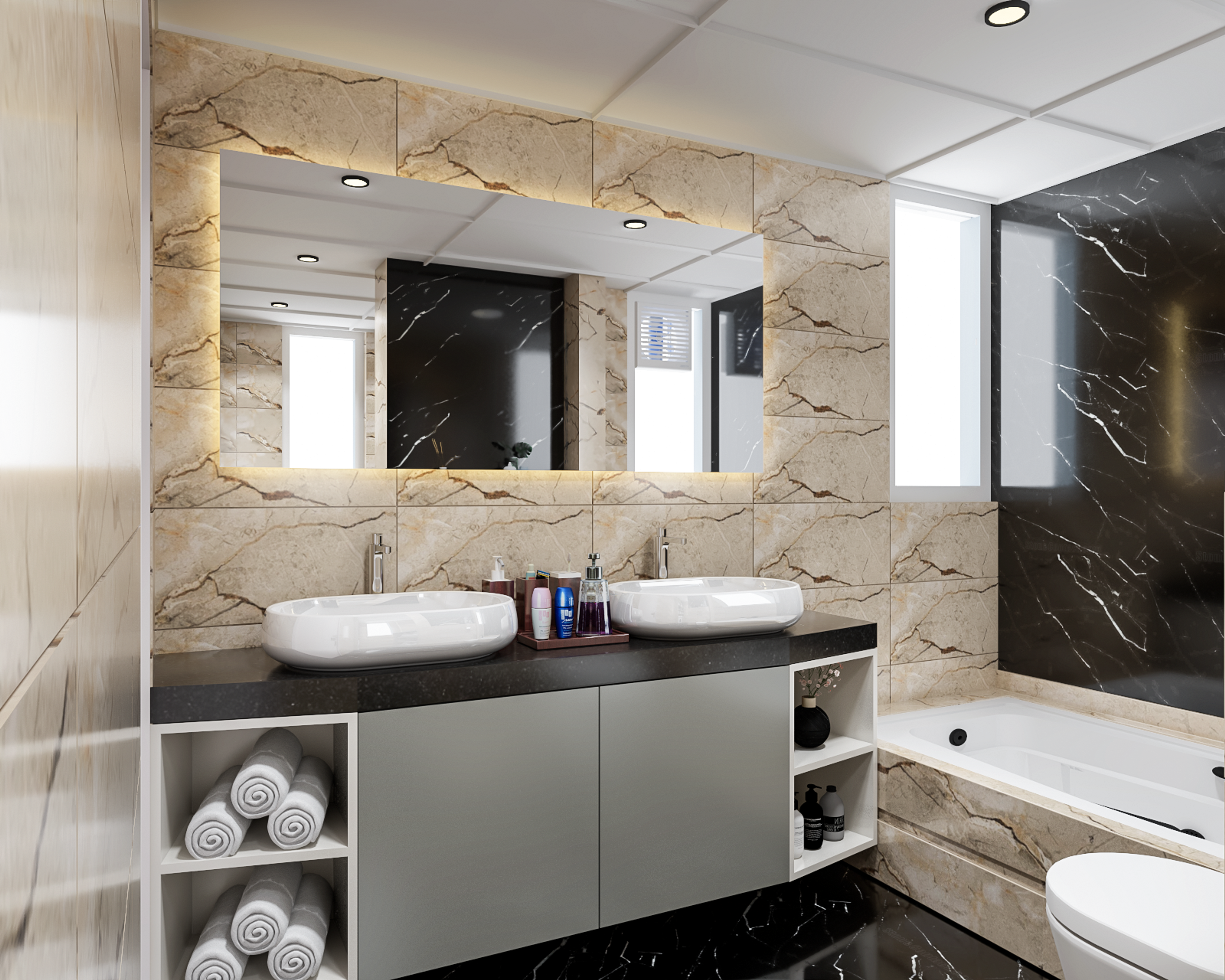 Granite Finish Bathroom Space - Livspace