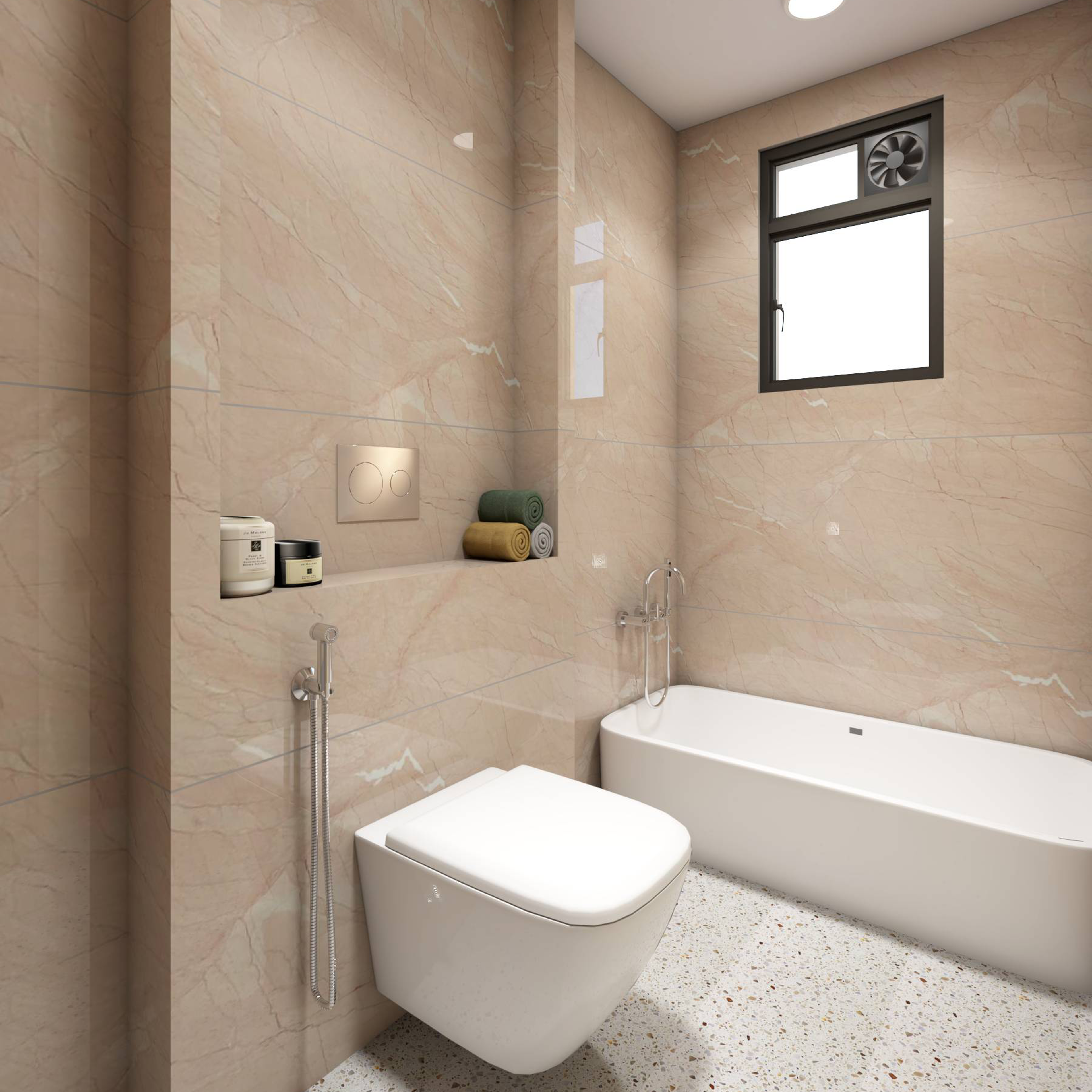 Multifunctional Bathroom With Modern Interiors