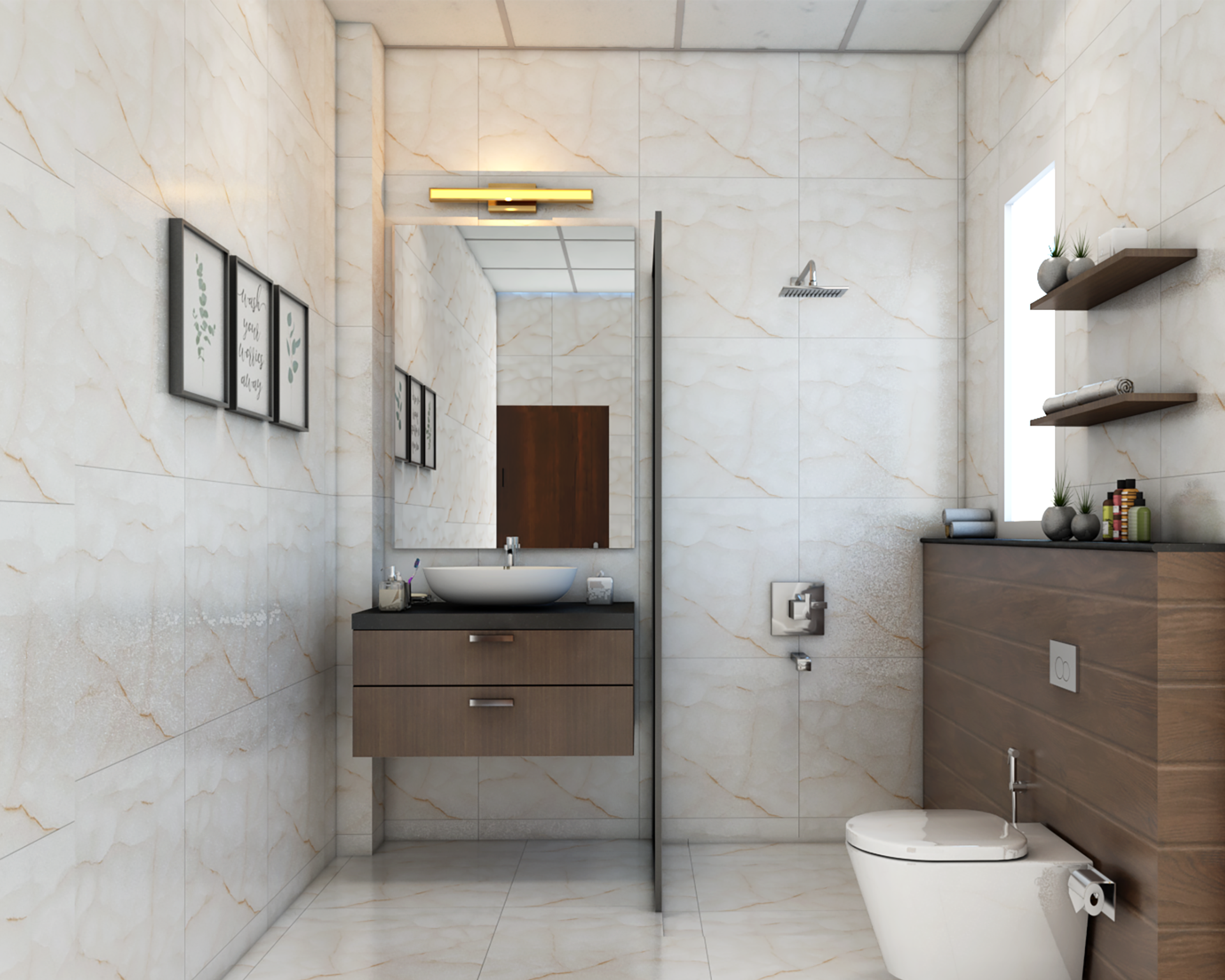 Convenient Modern Bathroom Design - Livspace
