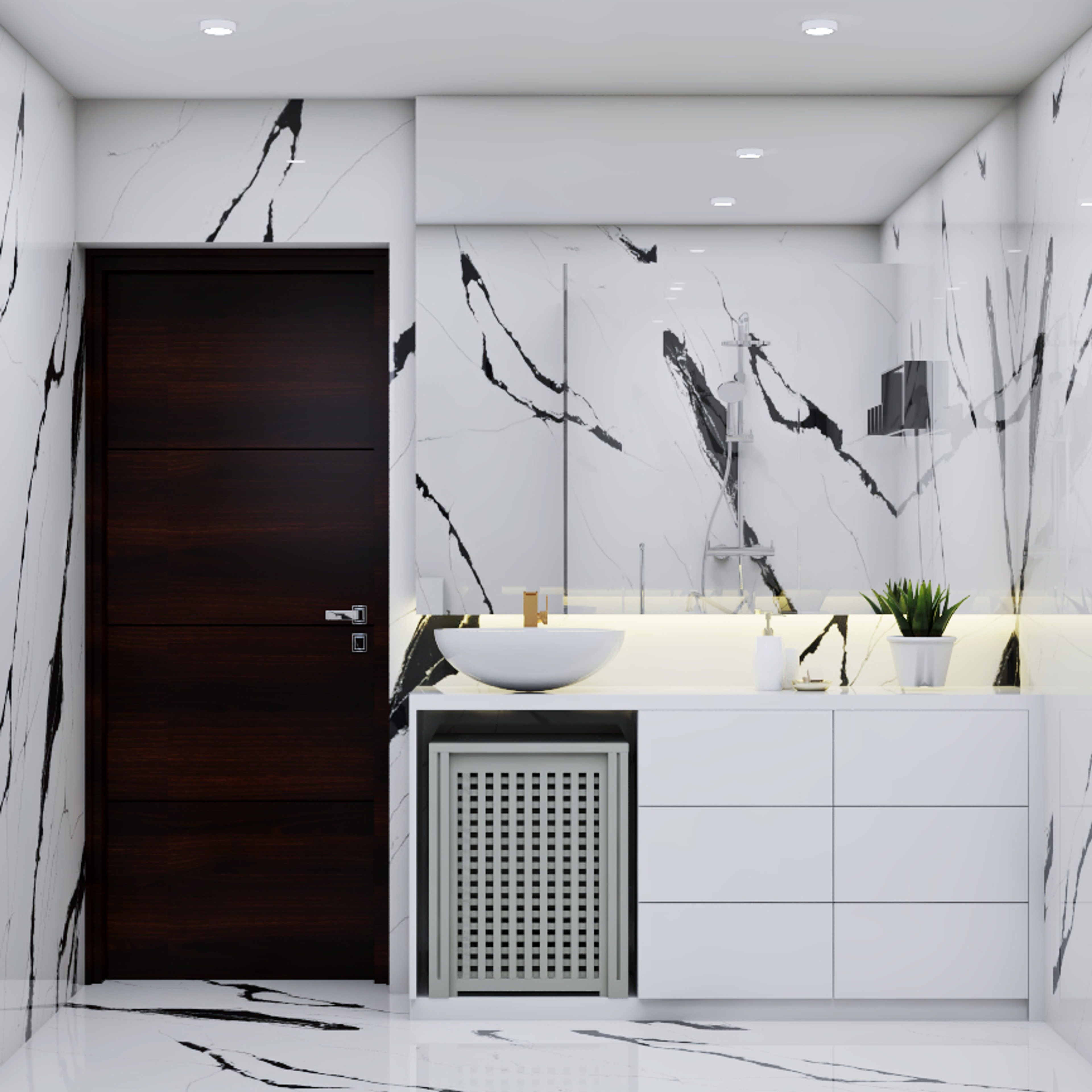 Modern White-Black Themed Bathroom