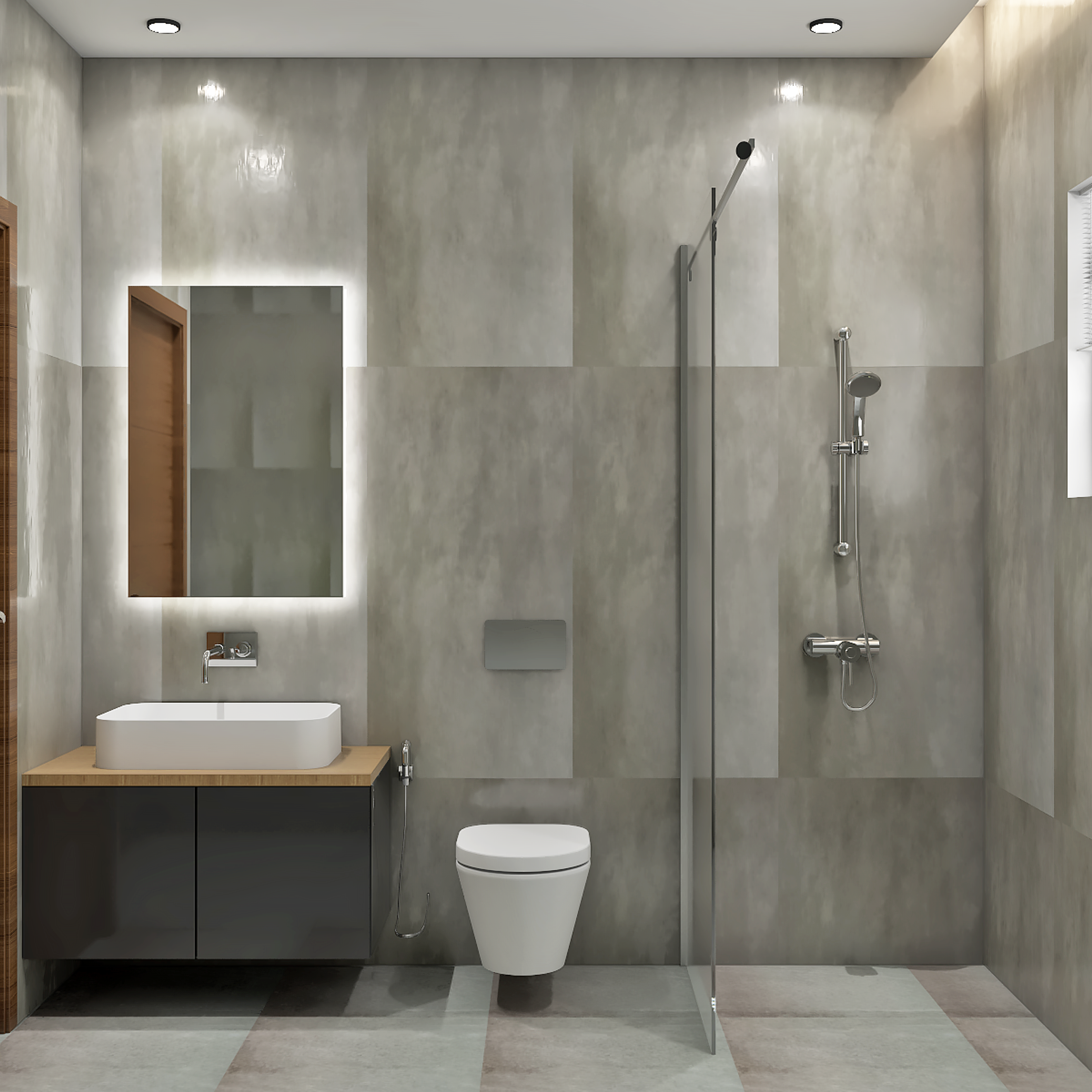 Spacious Classy Bathroom Design - Livspace